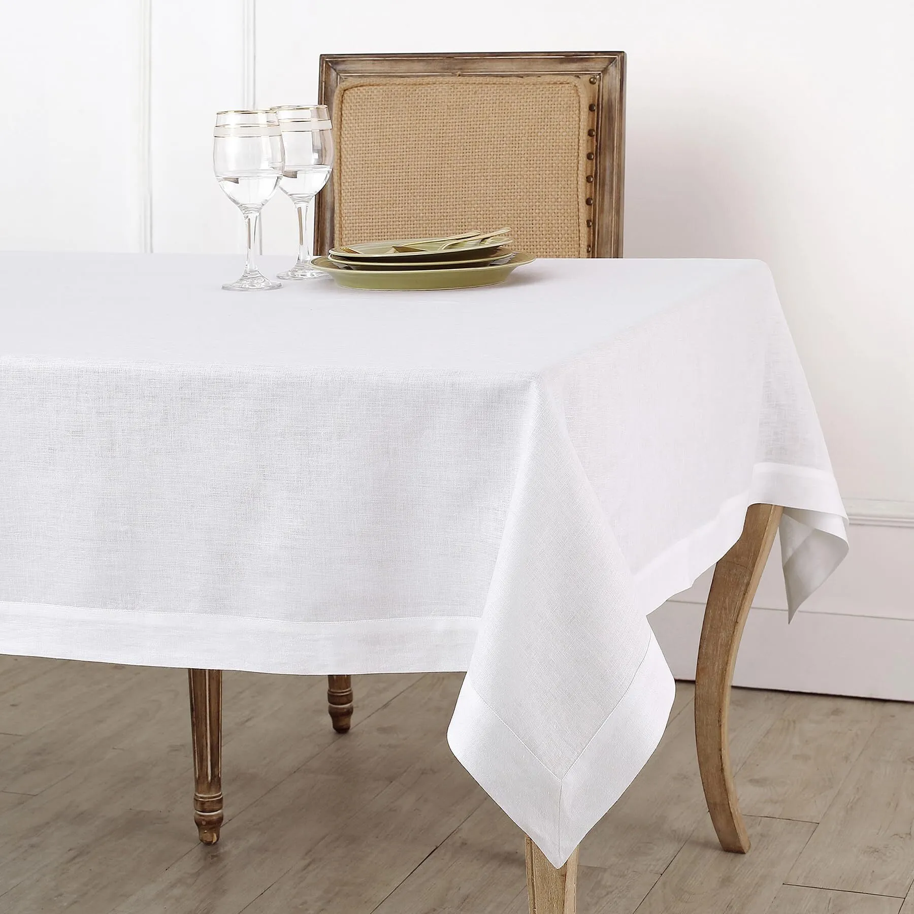 Black Linen Tablecloth 60 x 120 Inch - 100% Pure Linen Table Cloth for Rectangle Tables - Fete, Machine Washable Tablecloth for Winter, Christmas, Holiday, New Year