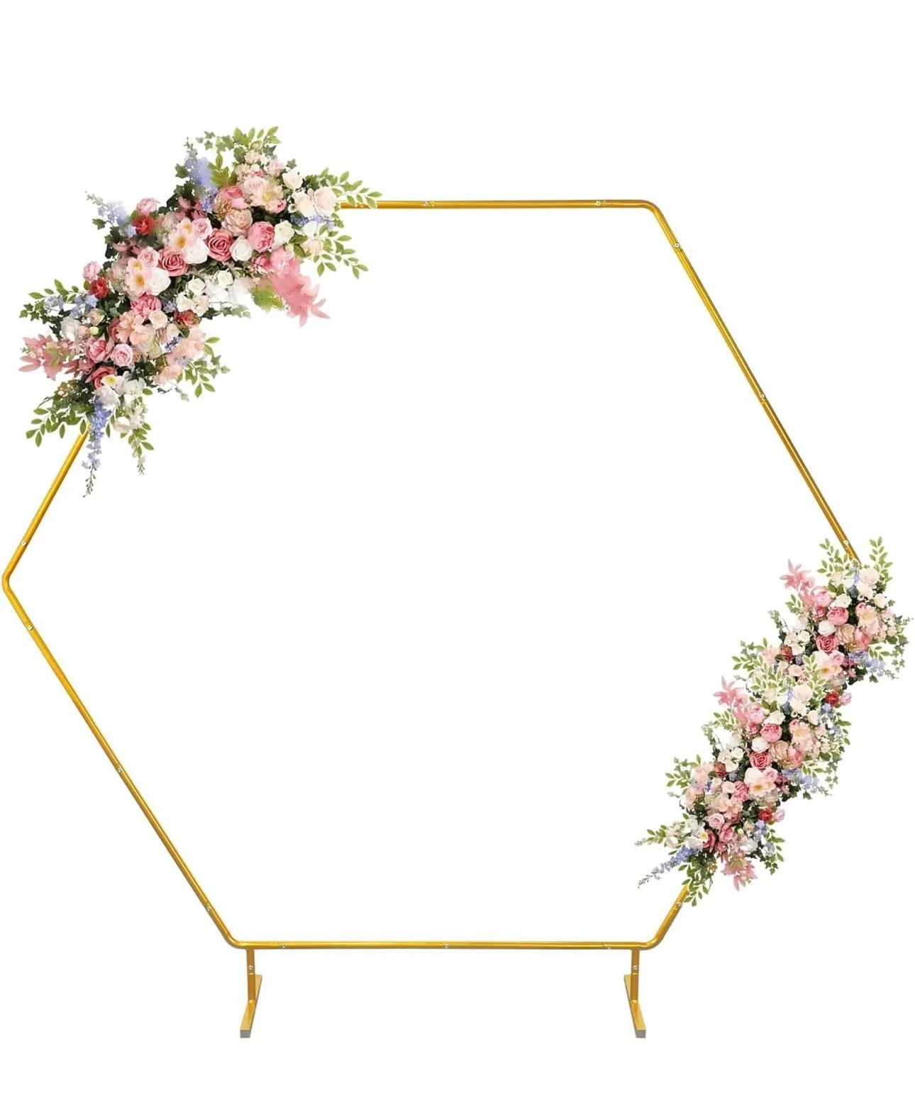 Hexagon Wedding Arch Backdrop Stand,Hexagonal Metal Frame Balloon Arch Stand Kit for Ceremony Birthday Party Decoration Metal Arch Frame…