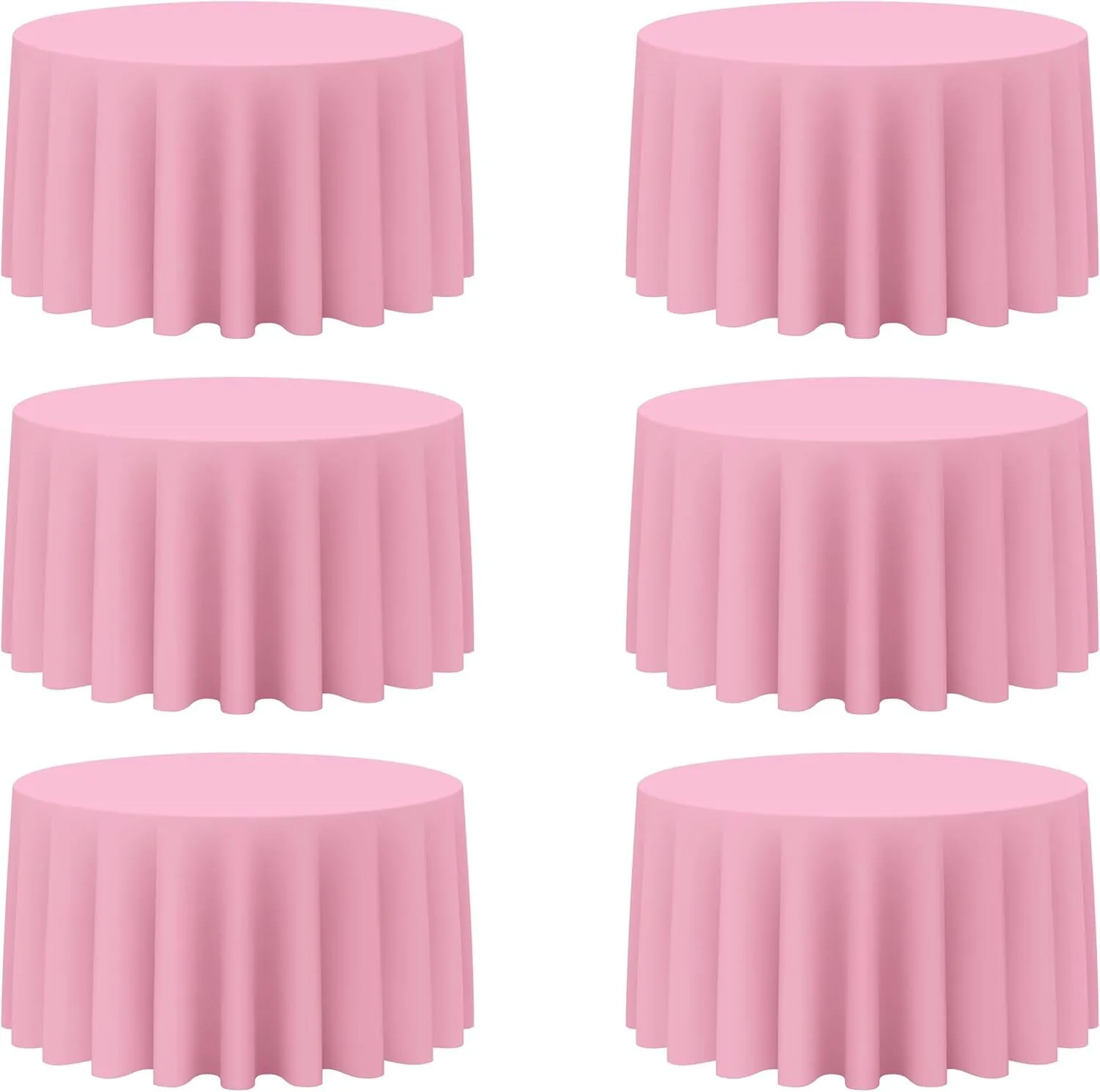 BRILLMAX 6 Pack Pink Round Tablecloths 120 Inch - Circle Bulk Linen Polyester Fabric Washable Table Cloth Cover for Wedding Reception Banquet Birthday Party Buffet Restaurant