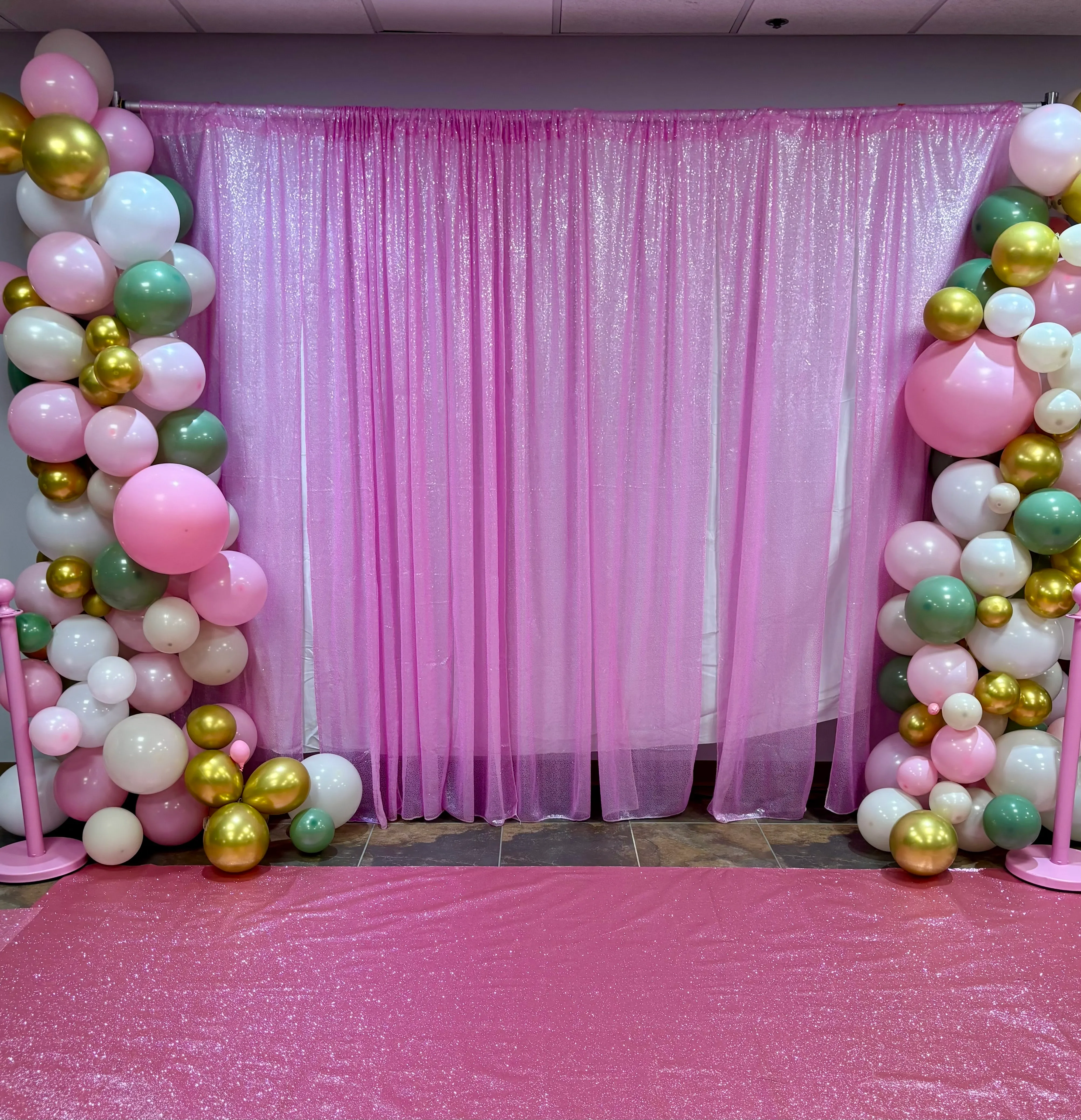 Matte Pink Sequin Backdrop Curtain 4 Pieces 2FTx8FT Glitter Photography Backdrop for Party Wedding Birthday Christmas Decorations