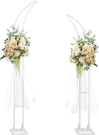 2pcs Large Wedding Arch 8.2Ft&6.9Ft Balloon Floral Arch Stand for Party | Backdrop Stand Heavy Metal Base&Triangular Easy Assembly Structure