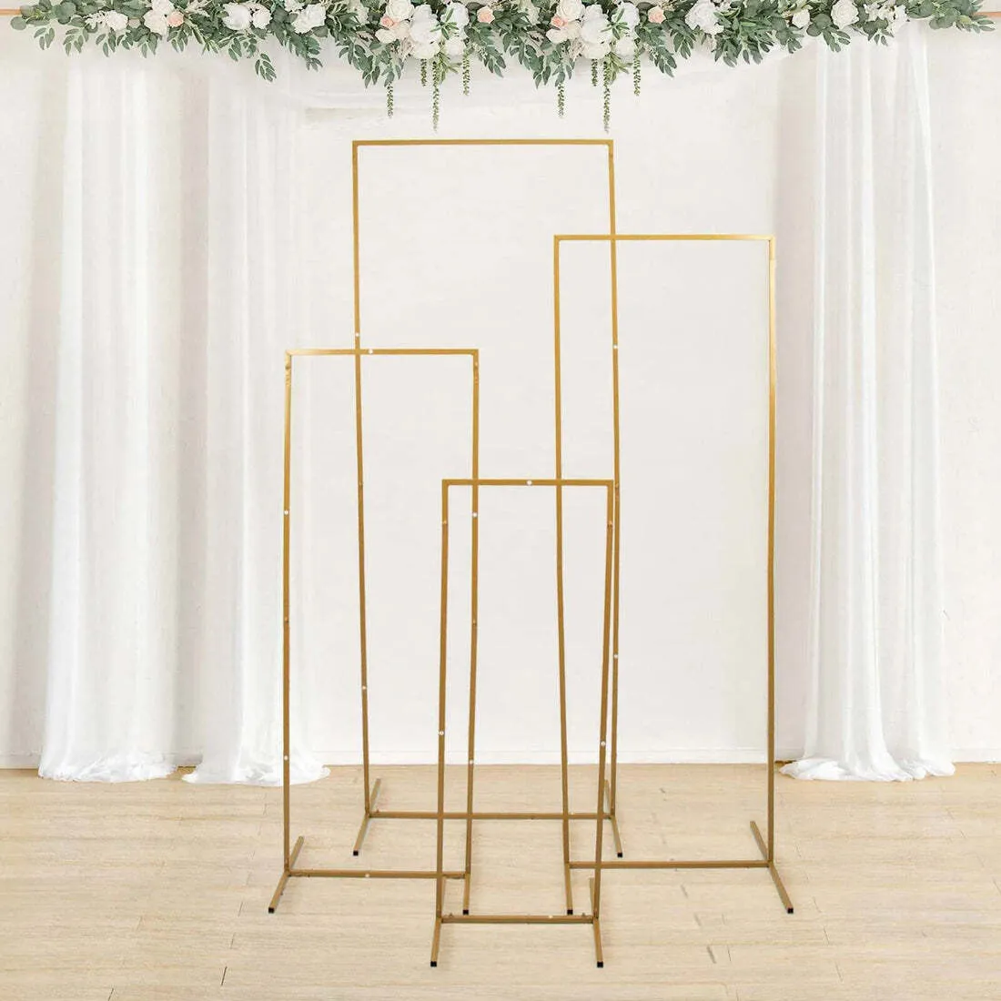 1 Gold Metal Frame Wedding Arch, Rectangular Backdrop Stand, Floral Display Frame 3.5ft