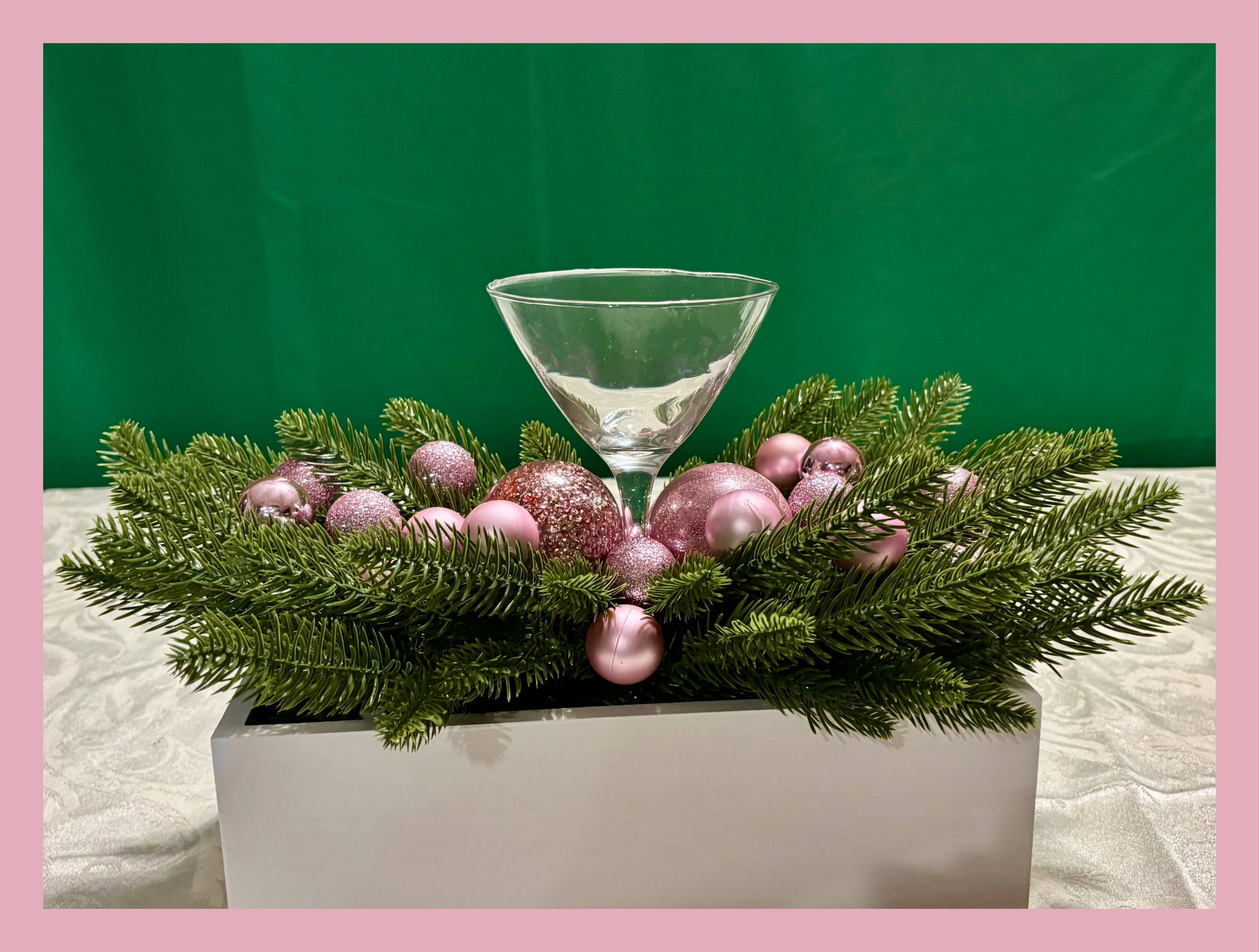 Pink and Green Centerpiece Floral Arrangement with Plastic Battery Operated Water Proof Tea lights Bulk