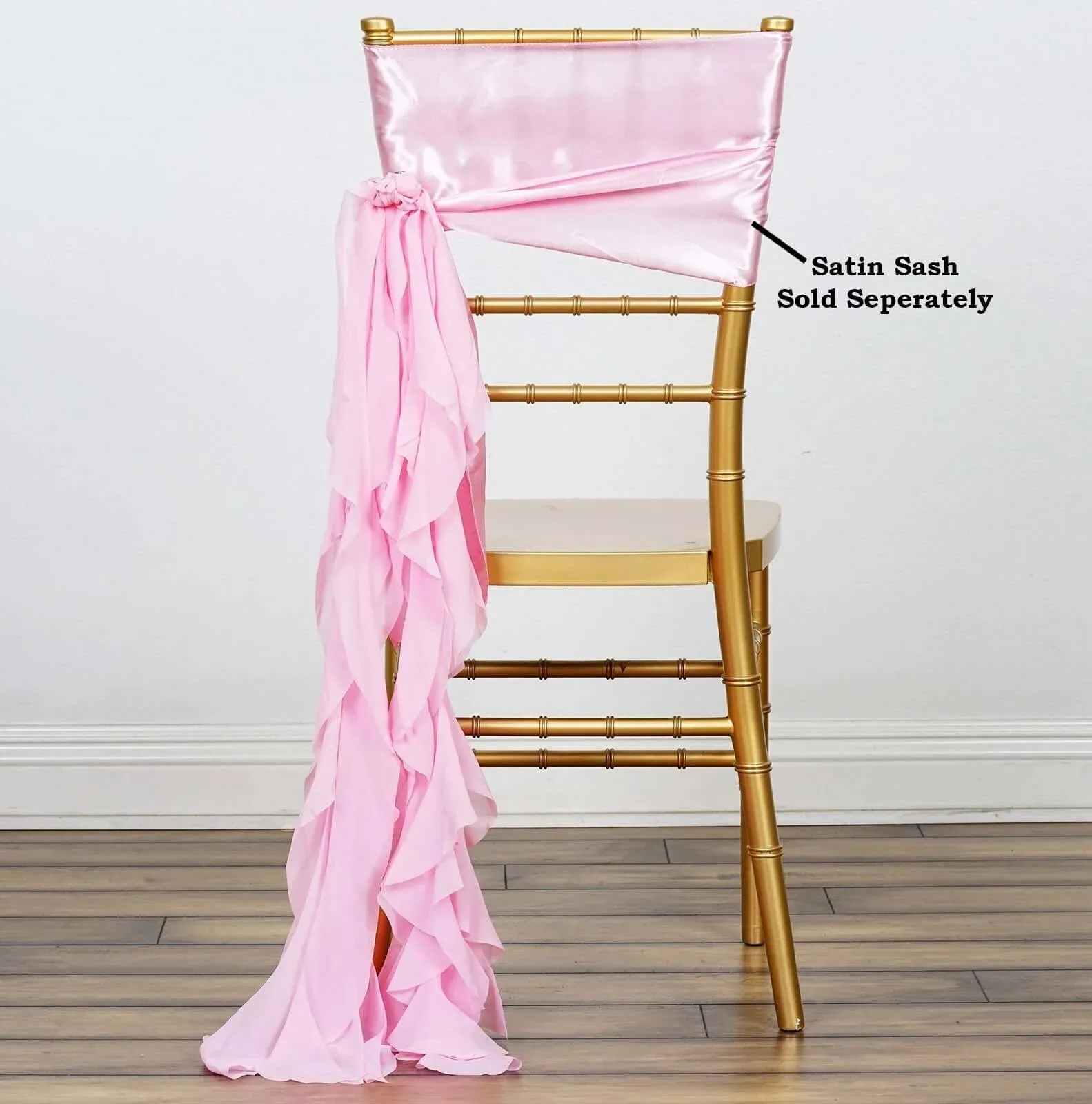 Chiffon Curly Chair Sash Pink - Graceful Decorative Accent
