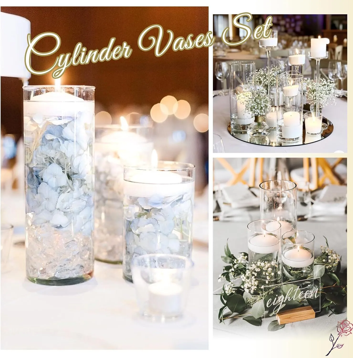 Cylinder Vases Diameter 10.5 inches