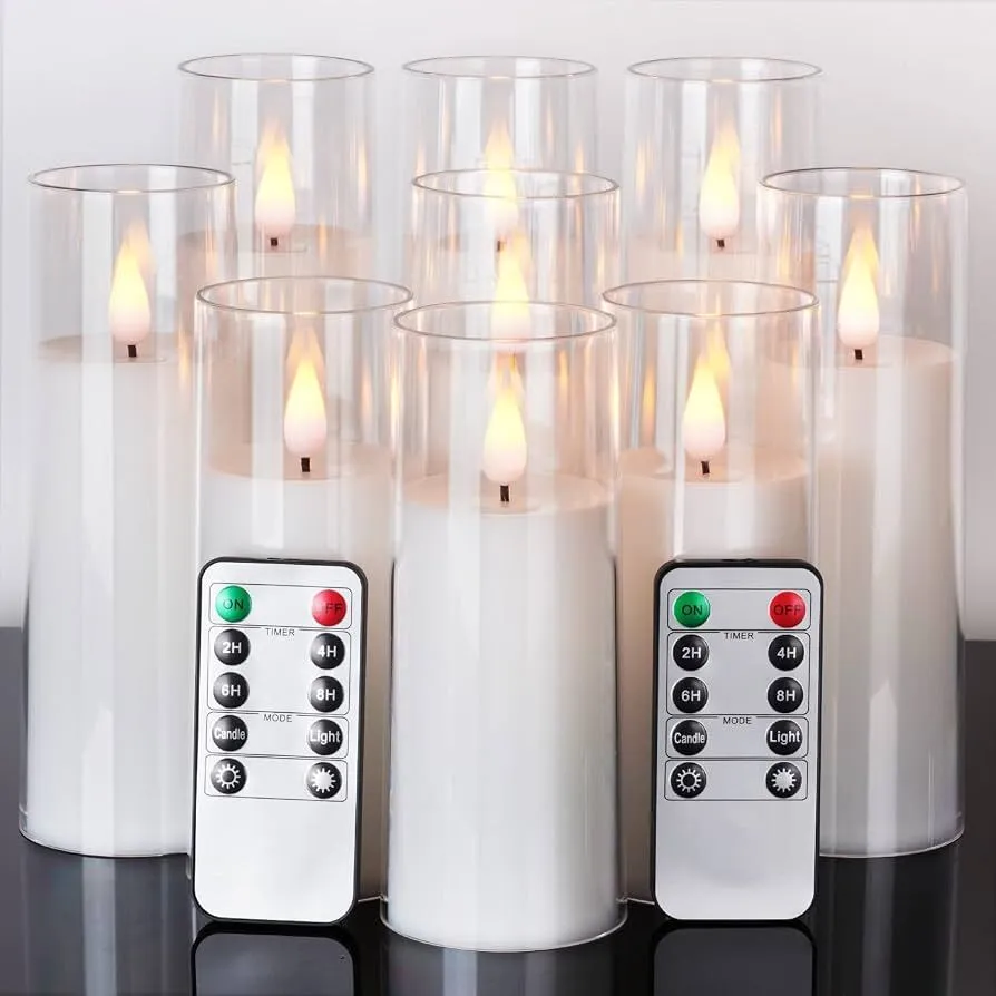 9pcs (3 set) Pure White Flameless Candles
