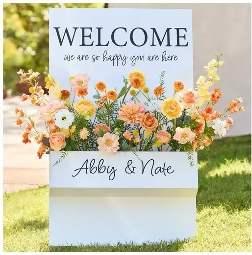 Welcome Flower Box Wood Decor