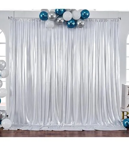 B-COOL Silver Sequin Backdrop Curtains  2ftx8ft Glitter Shimmer Fabric Silver Backdrop Drapes for Wedding Banquet Party Background Decorations