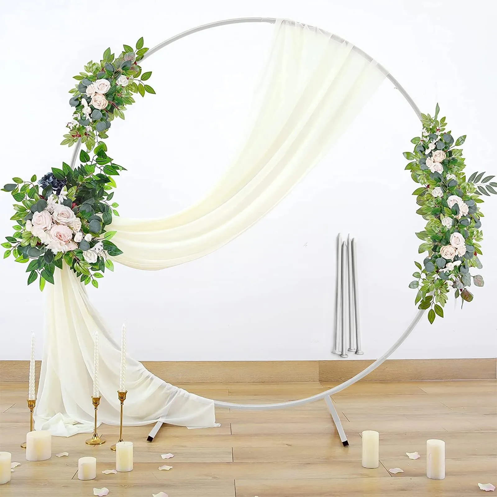 Balloon Arch Stand Metal Round Backdrop Stand Circle Balloon Arch Frame Wedding Arches 6.5FT for Ceremony Birthday Party Baby Shower Decoration