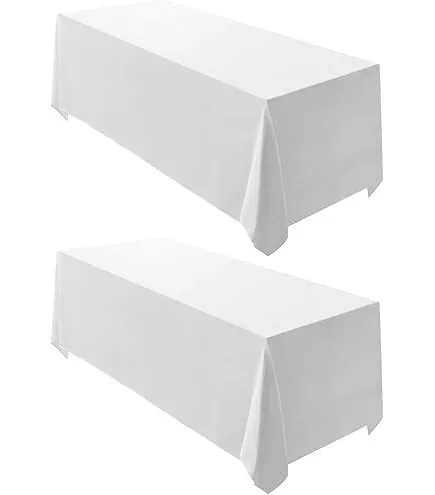 Surmente 2 Pack White Rectangular Tablecloth 60 x 102-inch Rectangular Polyester Table Cloth for Weddings, Banquets, or Restaurants