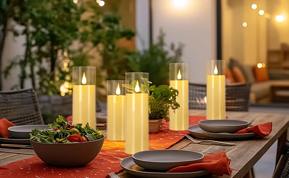 24-Pack (4 sets each) Acrylic LED Flameless Pillar Candles with Remote & Timer, Battery Powered - Perfect for Indoor/Outdoor Decor,Wedding,BBQ and Gift - Easily Create a Magical Atmosphere.(Ivory)