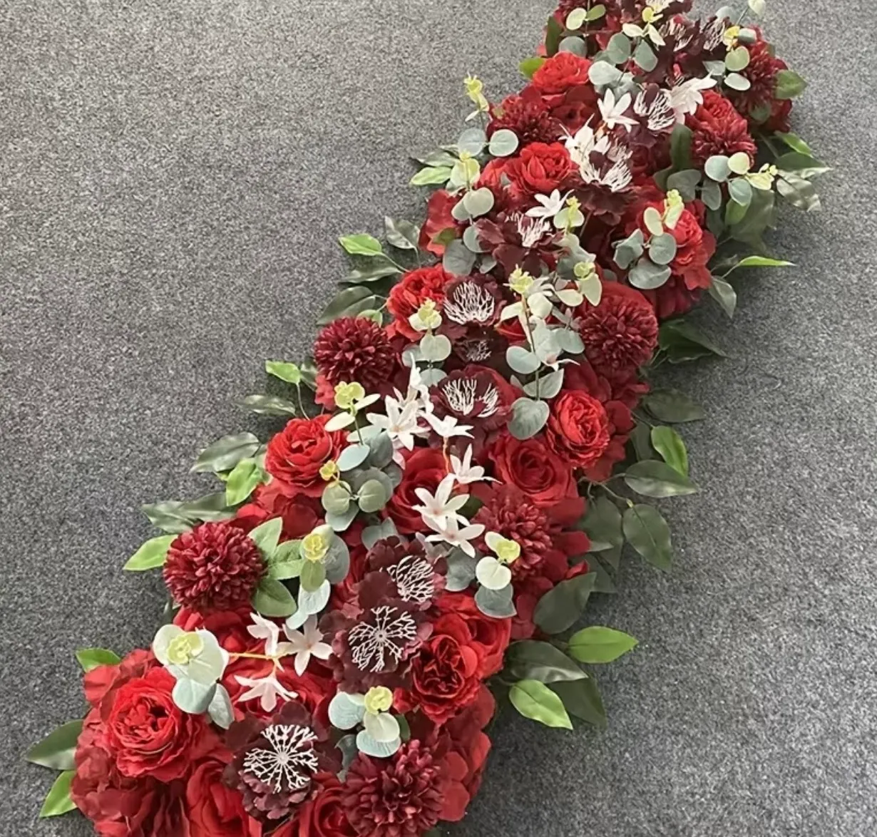 Red and White; Artificial Peony & Rose Flower Garland Decor