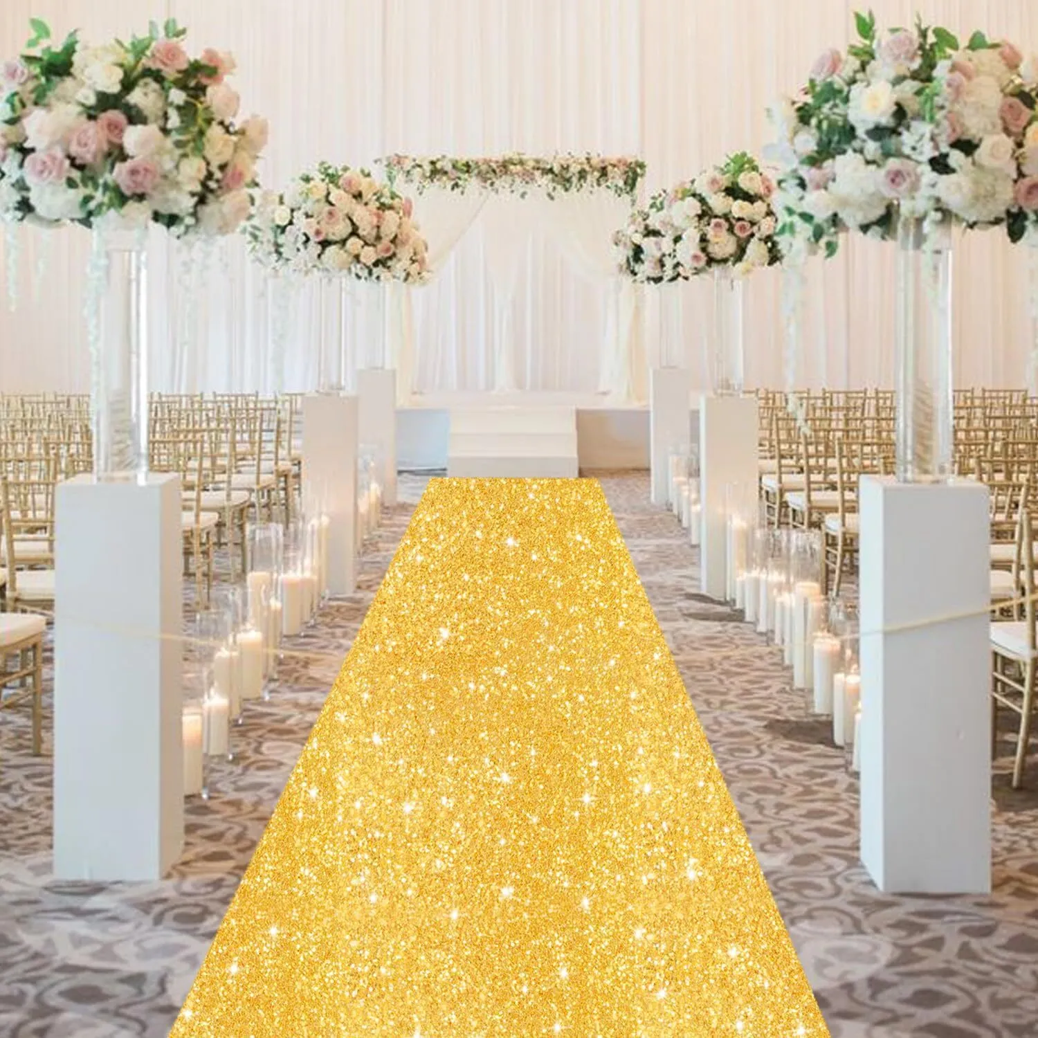 Glitter Wedding Aisle Runner Gold Carpet Runner 4ftx20ft Sequin Aisle Runner for Wedding Ceremony Glittery Walkway Runway Floor Runway Carpet Rug Walkway Rug Indoor for Party Celebration