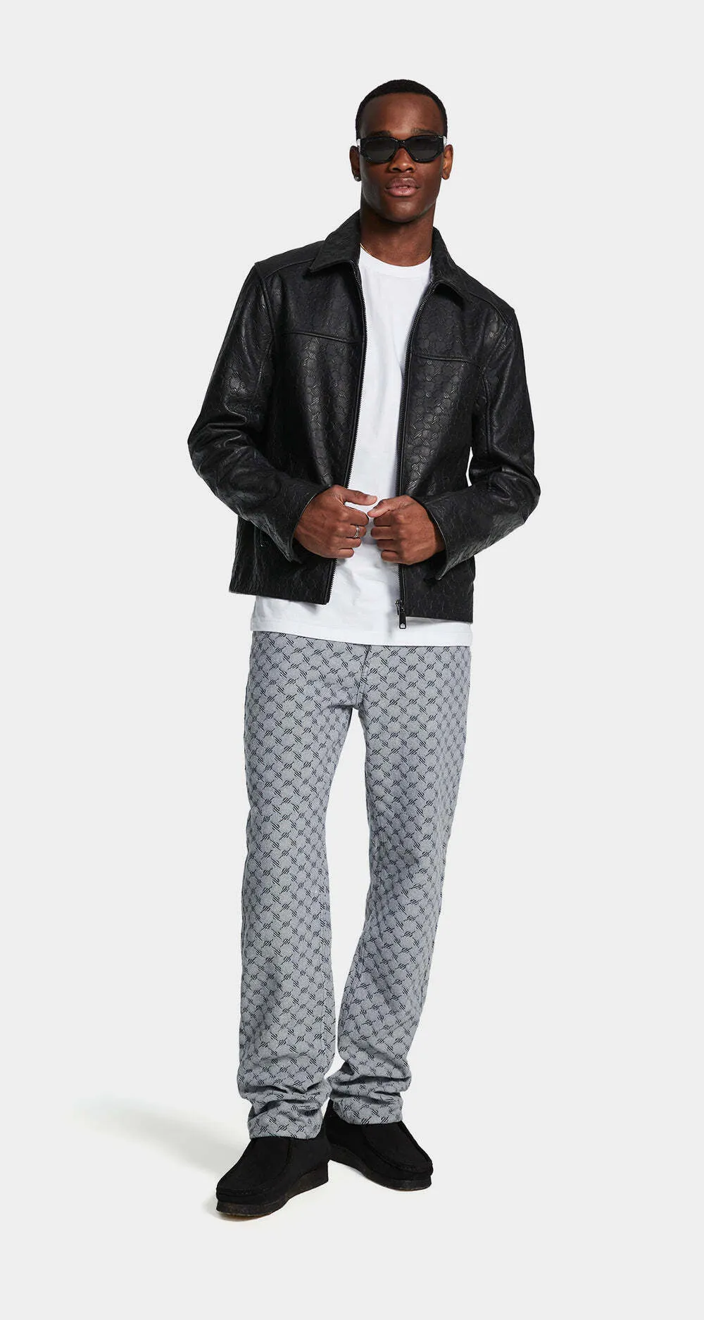 Daily Paper Black Silence Monogram Leather Jacket