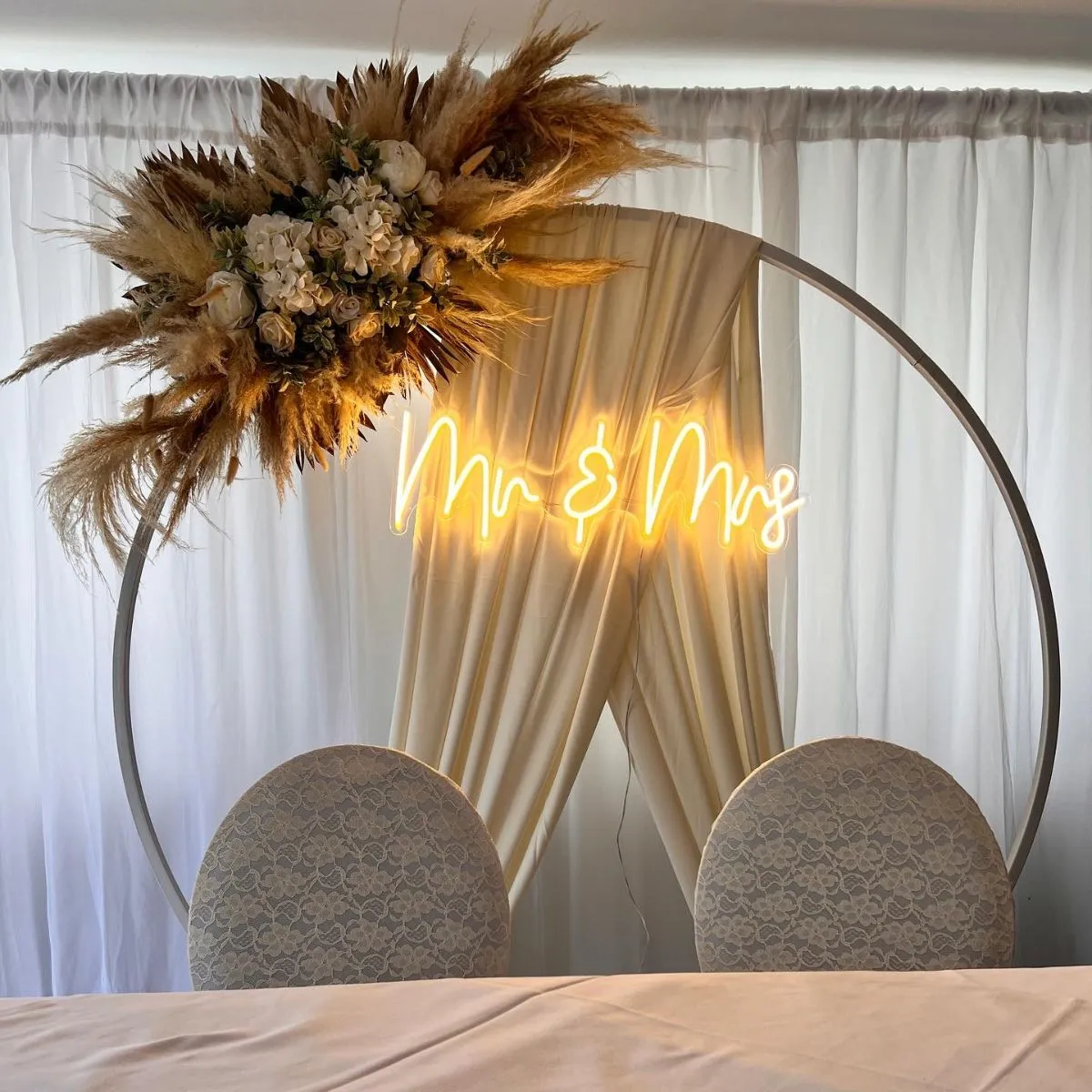 Organic Gold & Cream Hoop Display For Hire