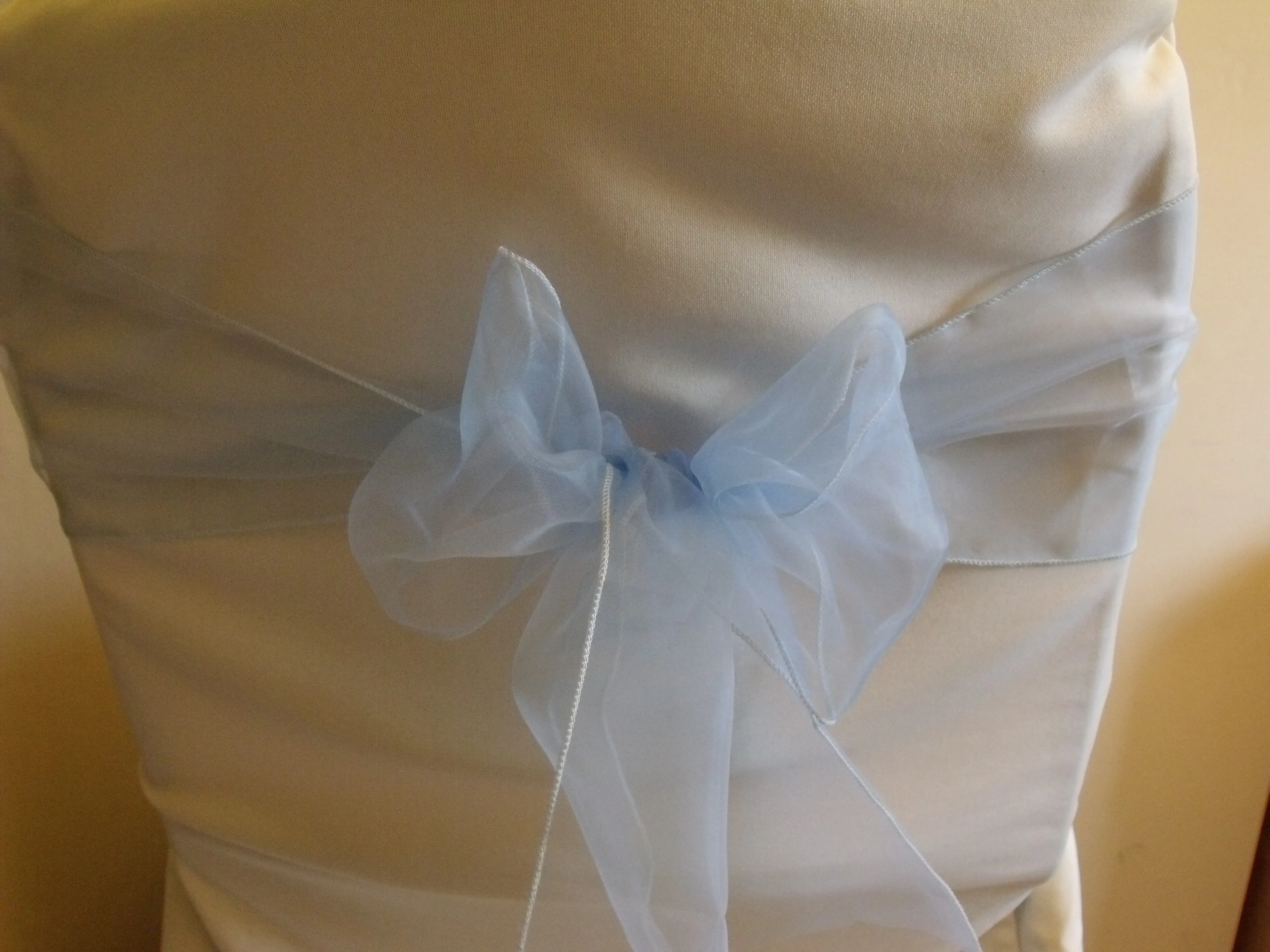 Powder Blue Organza Chair Sash Hire
