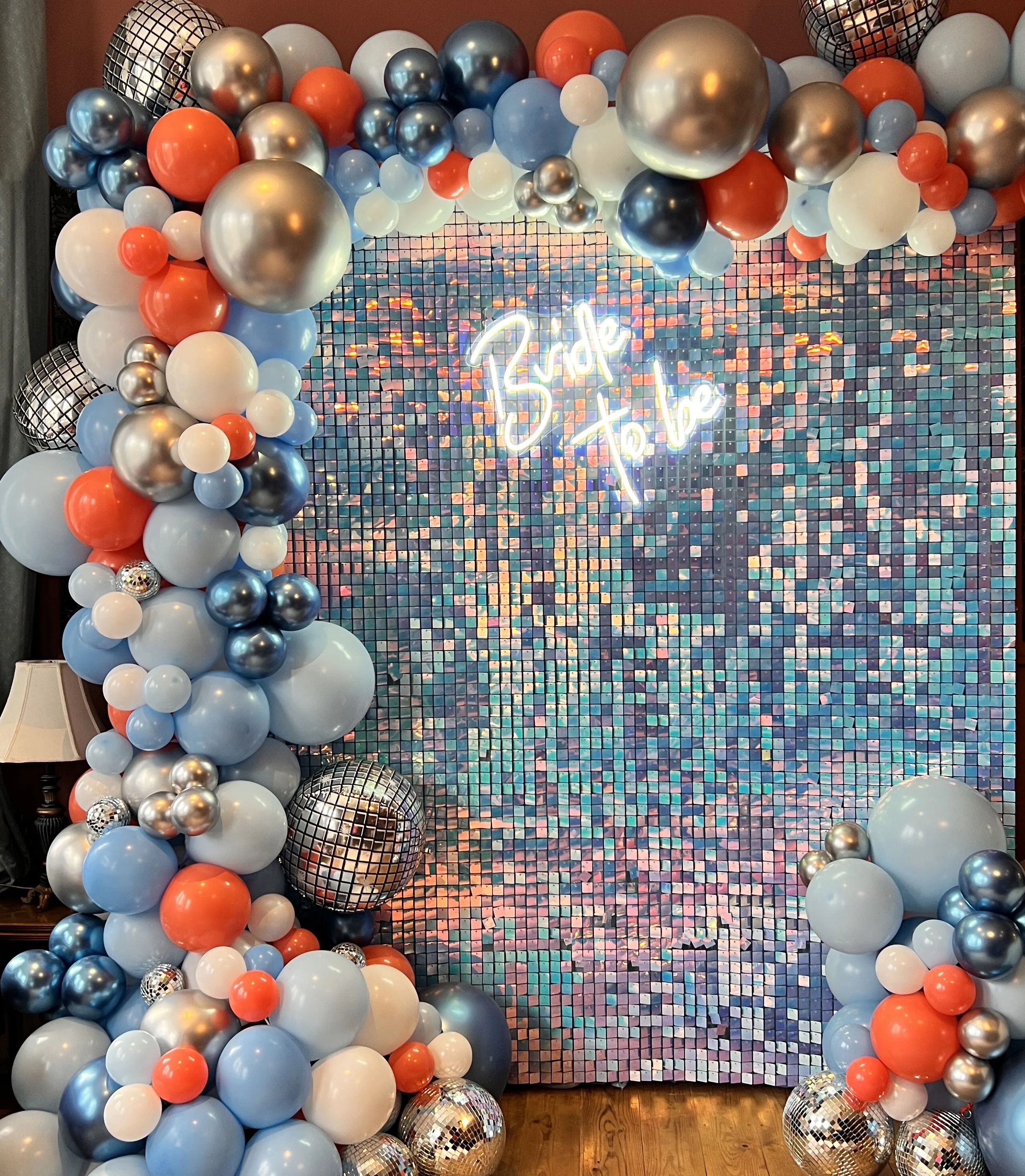 Fancy Blue Shimmer Sequin Wall - Bride To Be Party Package