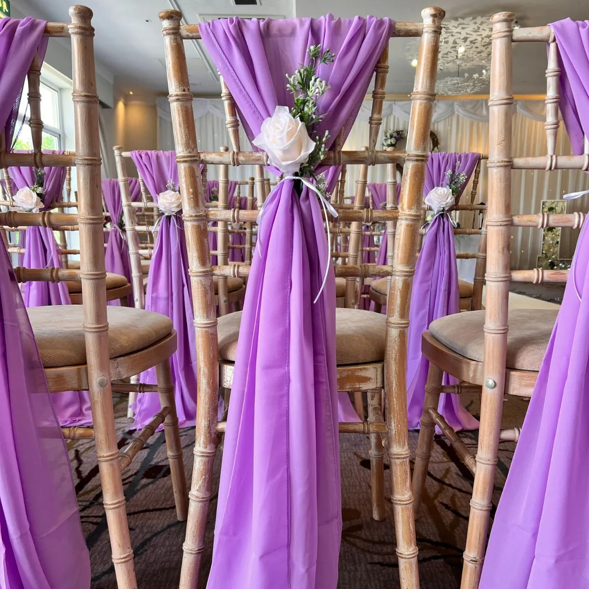 Lilac Vertical Chair Drape Hire