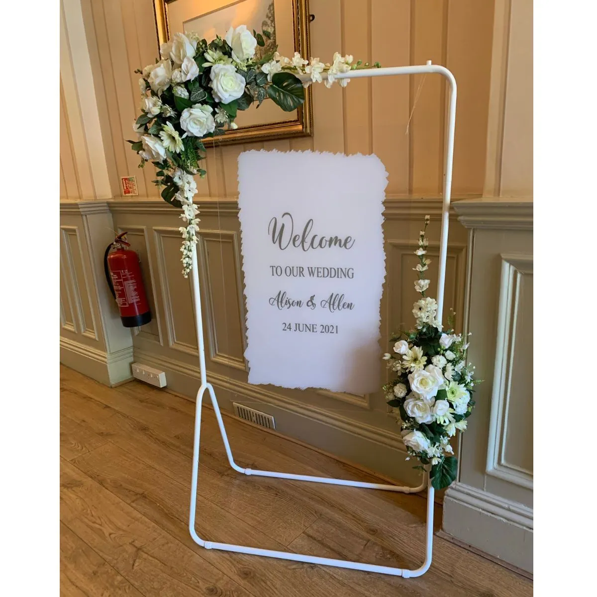 Classic White Personalised Welcome Sign For Hire