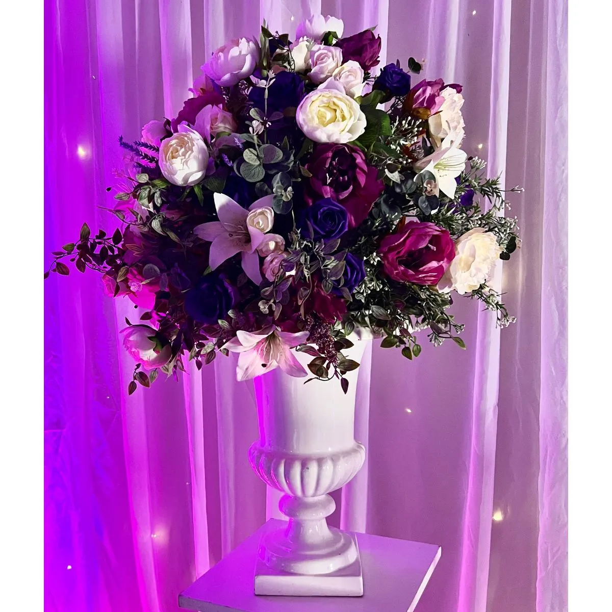 Pink, Purple & White Urn Flower Display For Hire