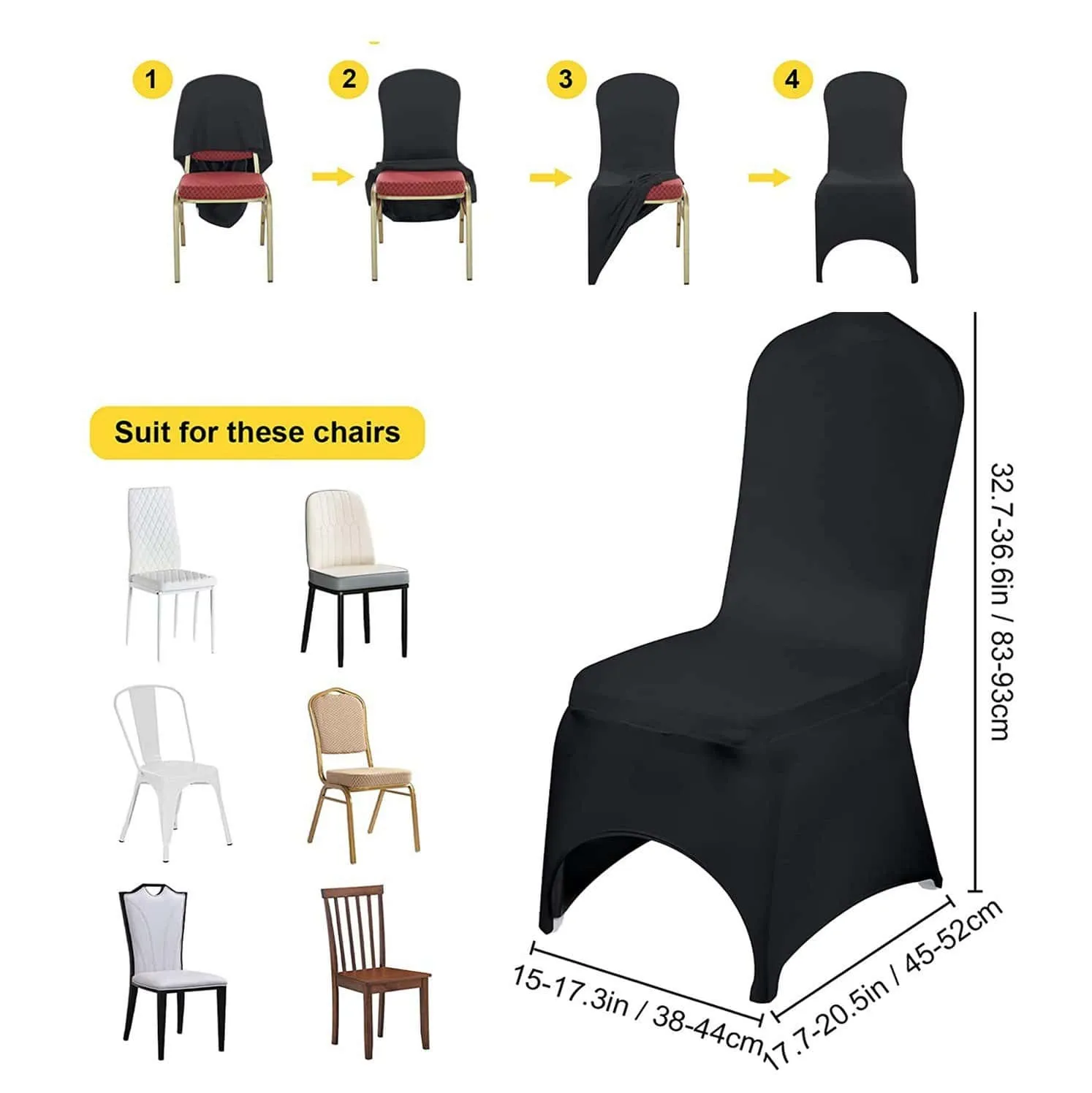 Black Lycra Stretch Spandex Chair Cover Hire