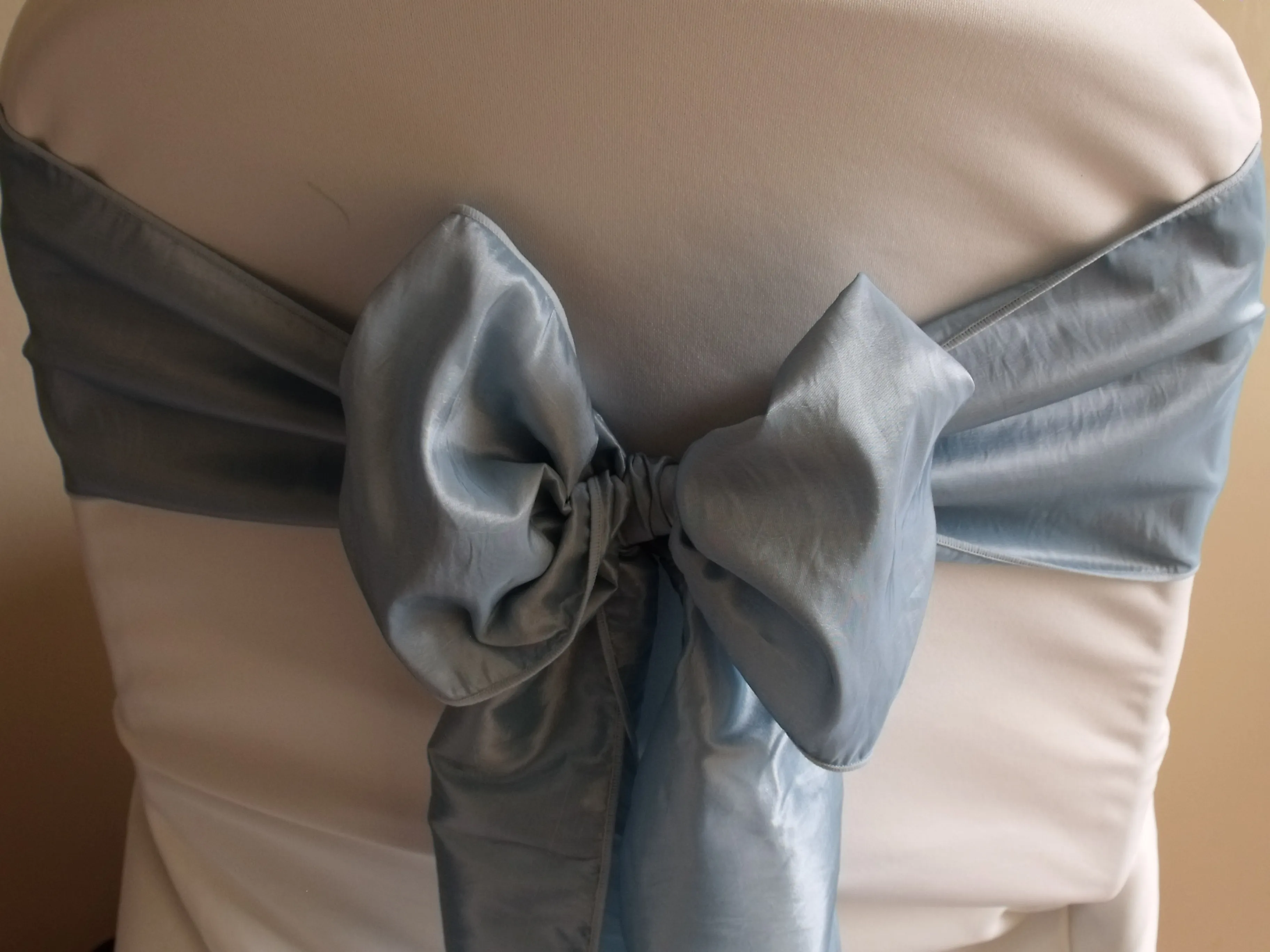 Light Blue Taffeta Chair Sash Hire