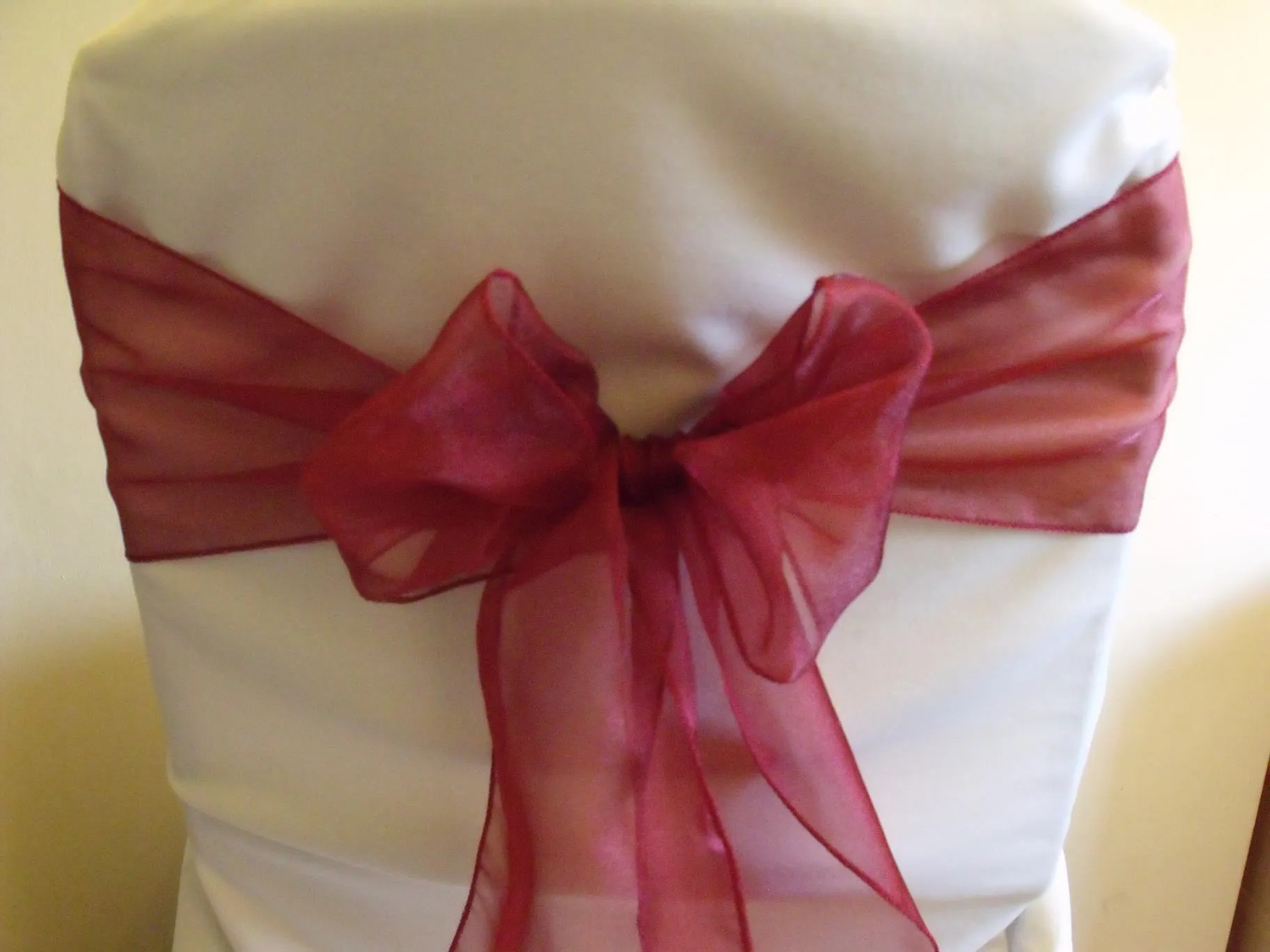 Burgundy Organza Chair Sash Hire