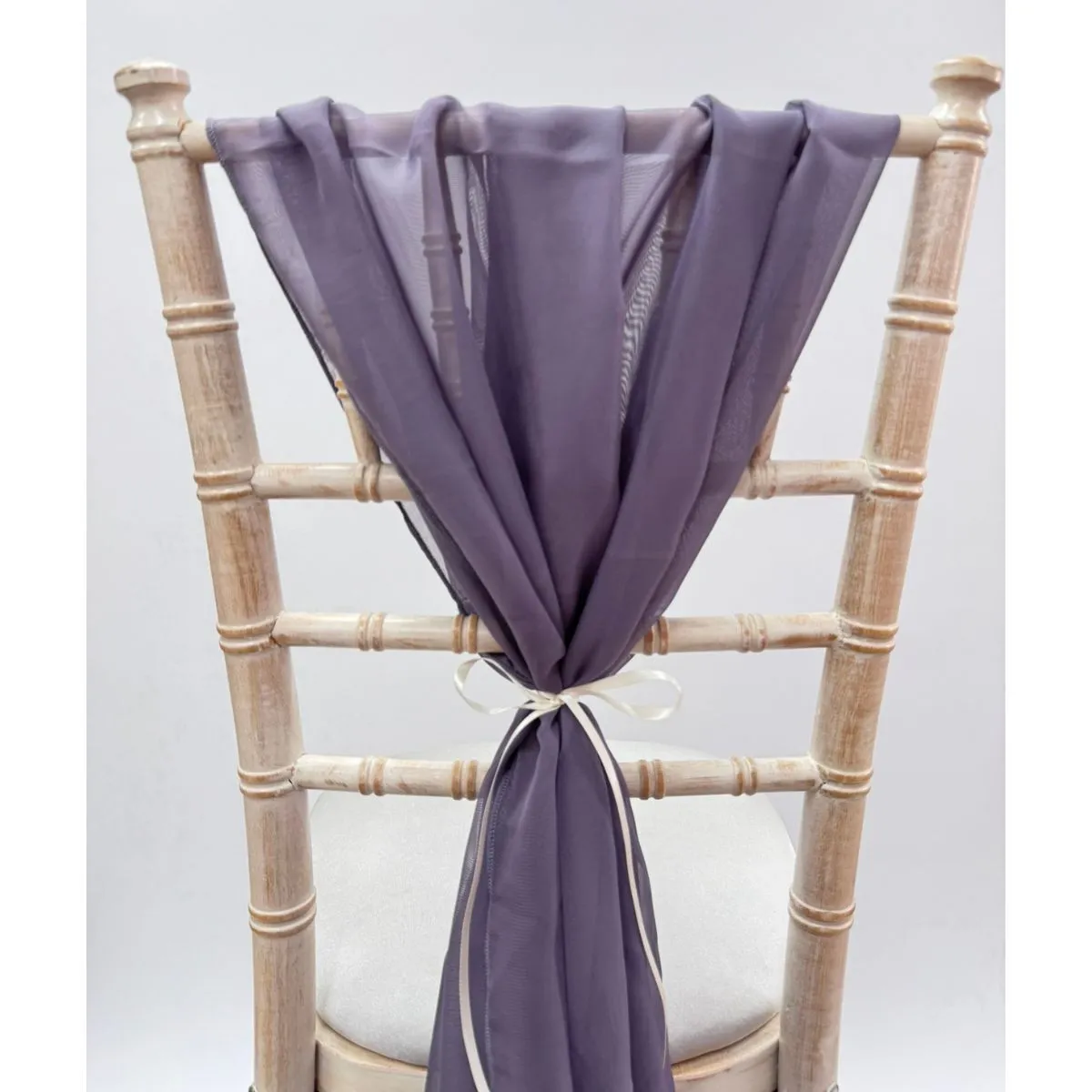 Lavender Grey Vertical Chair Drape Hire