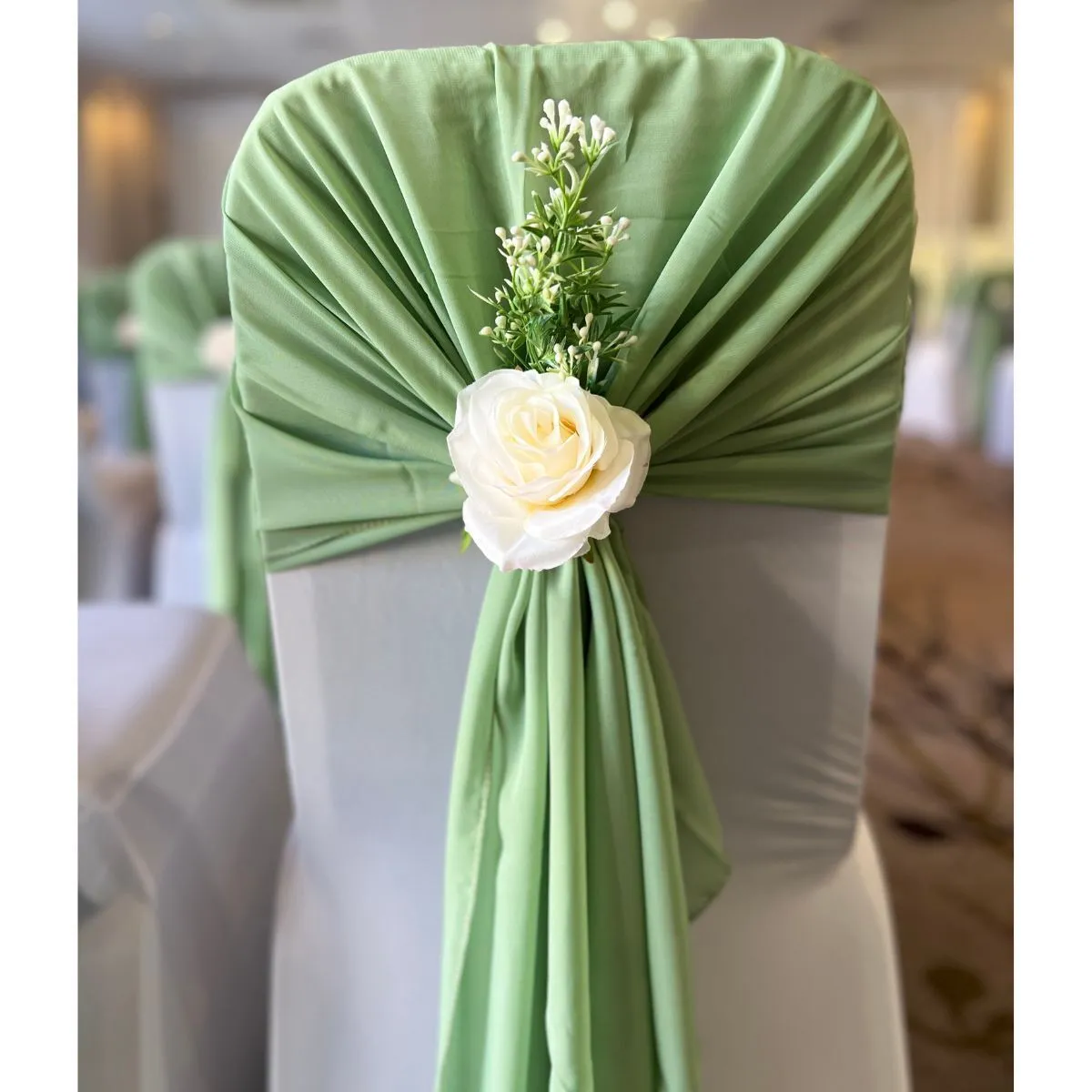 Pistachio Vertical Chair Drape Hire