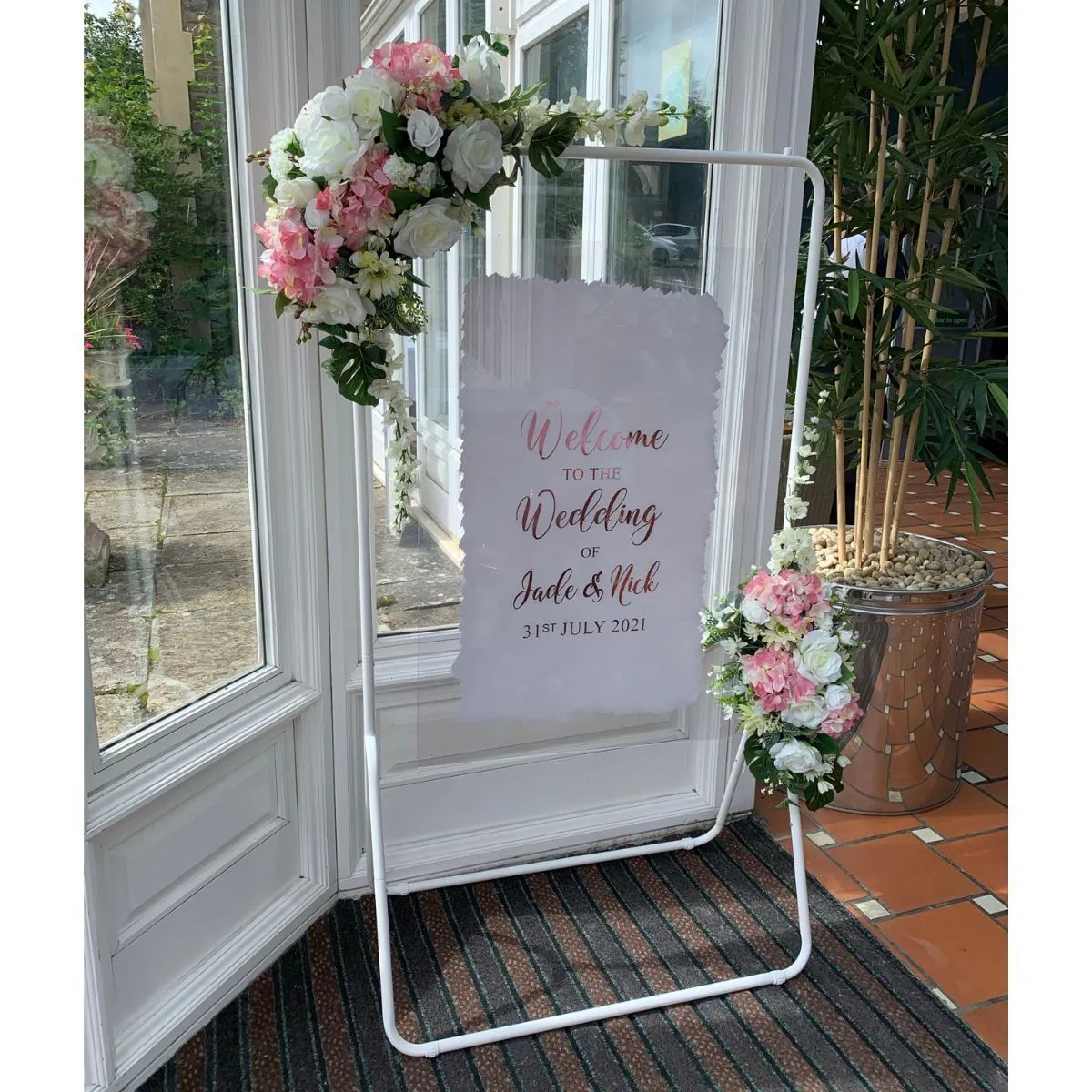 Pink & White Personalised Welcome Sign For Hire