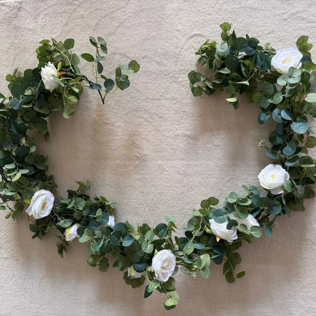 Eucalyptus Garland with Wild Rose White