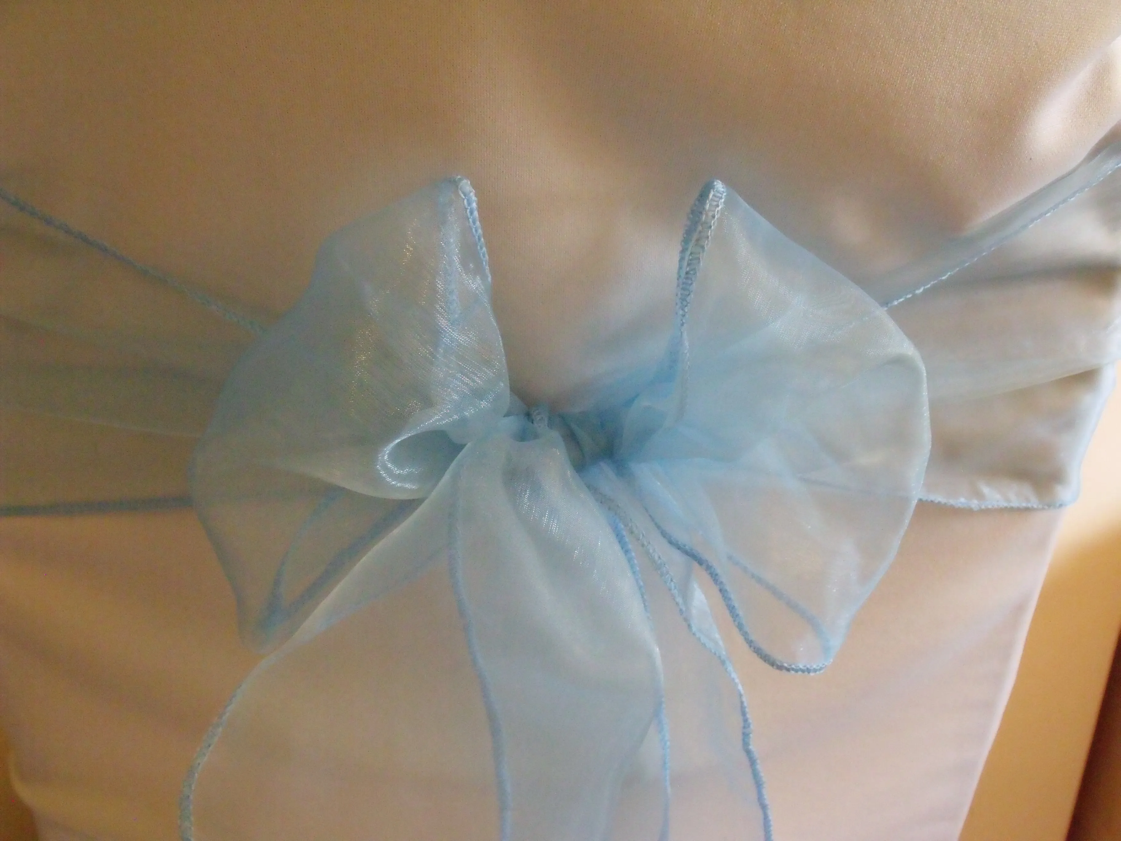 Pale Blue Organza Chair Sash Hire