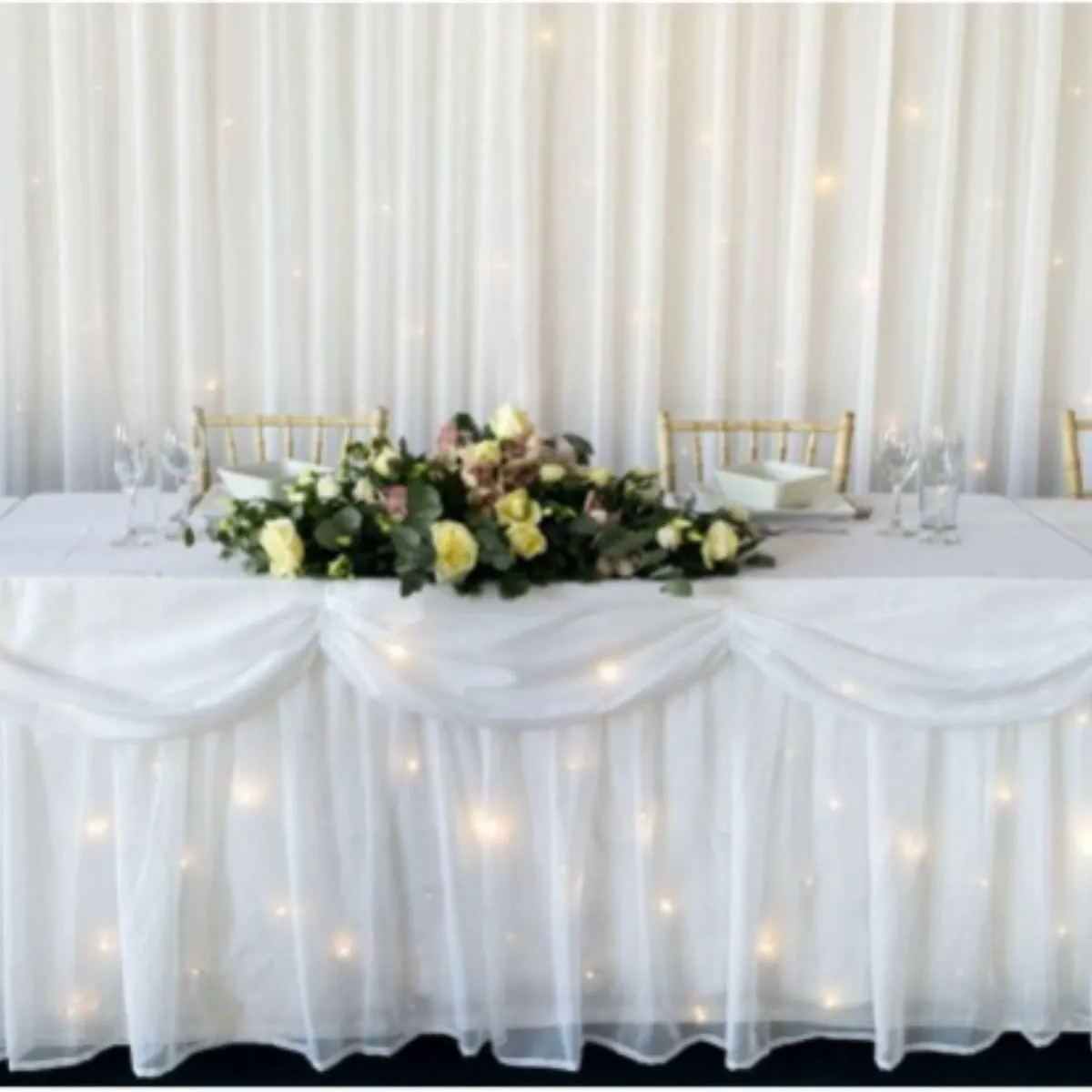 White Starlight Top Table Skirt