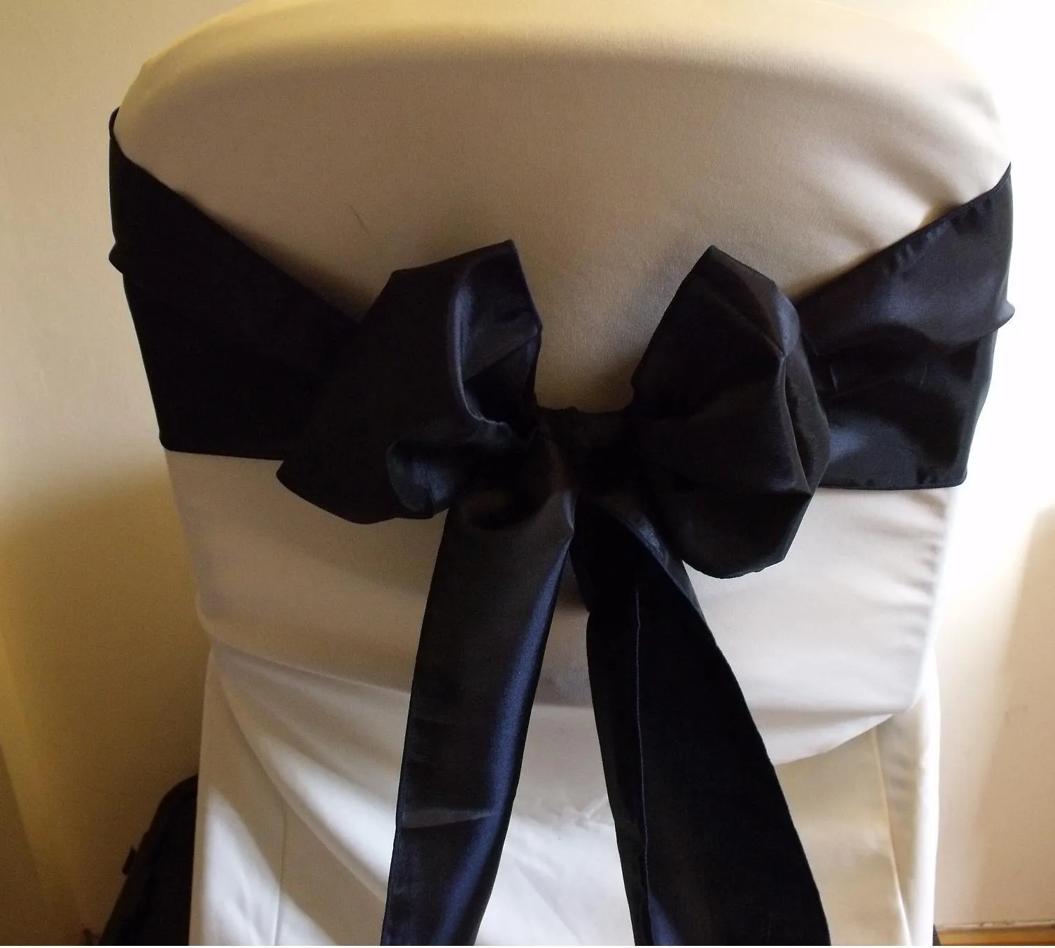 Navy Blue Taffeta Chair Sash Hire