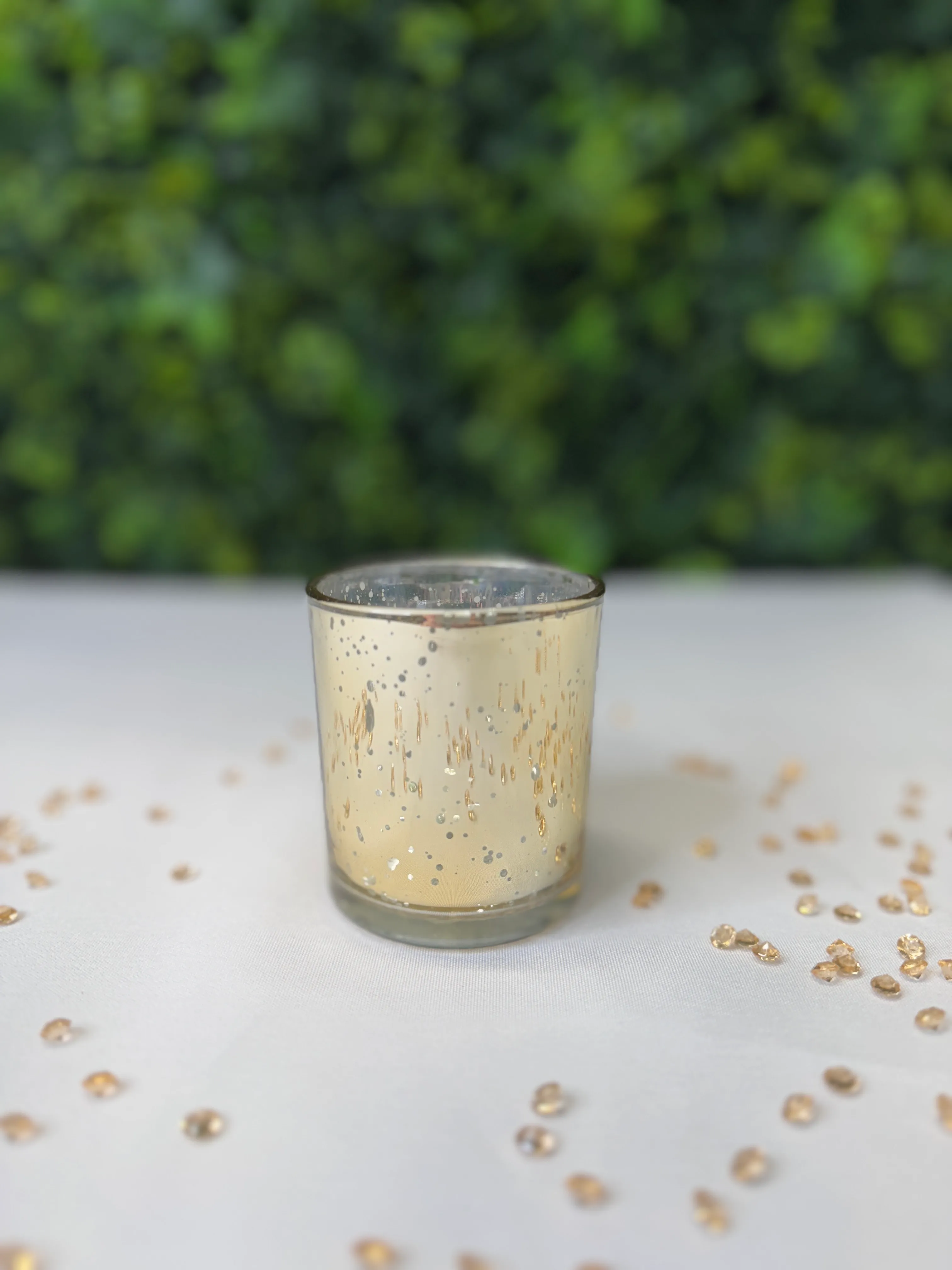 Medium Gold Glass Tea Light Holder