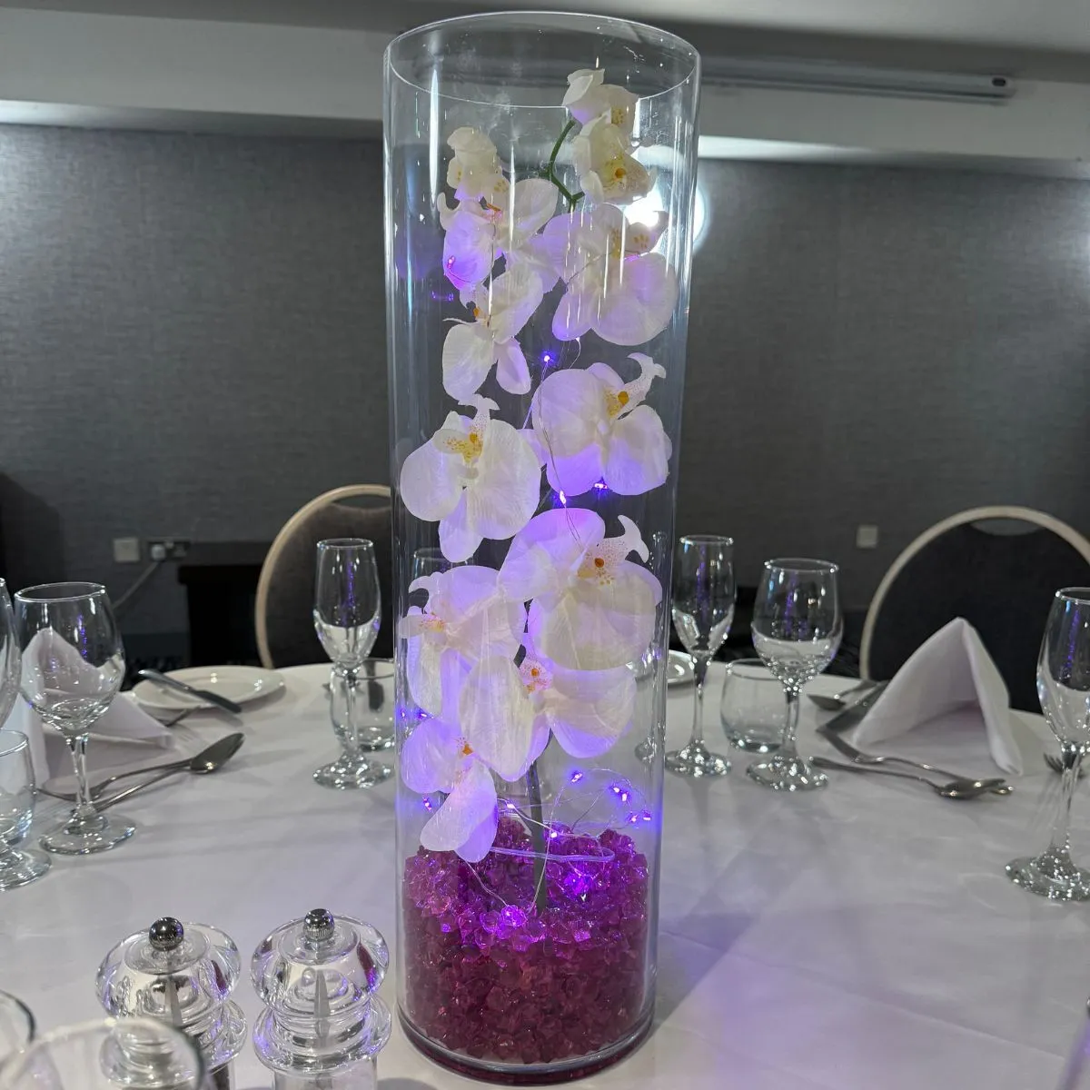 Purple Enchanted Orchid Glow Centrepiece For Hire