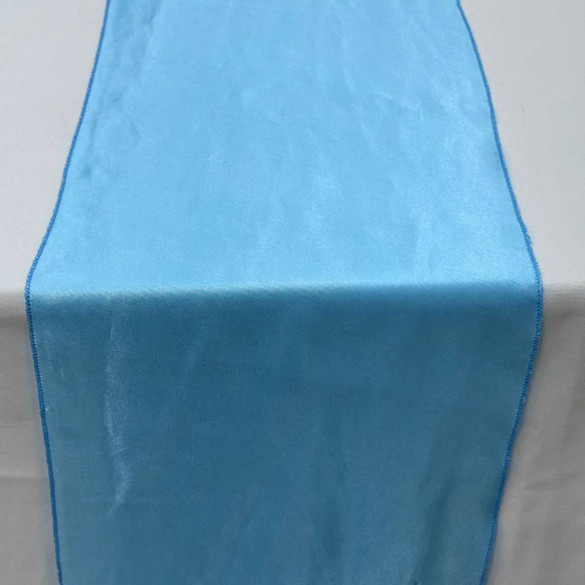 Pale Blue Satin Table Runner Hire