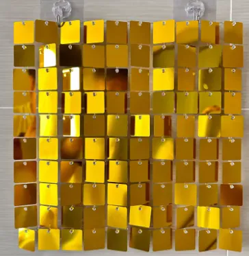 8ft by 8ft Mirror Gold Shimmer Sequin Wall Backdrop - Only