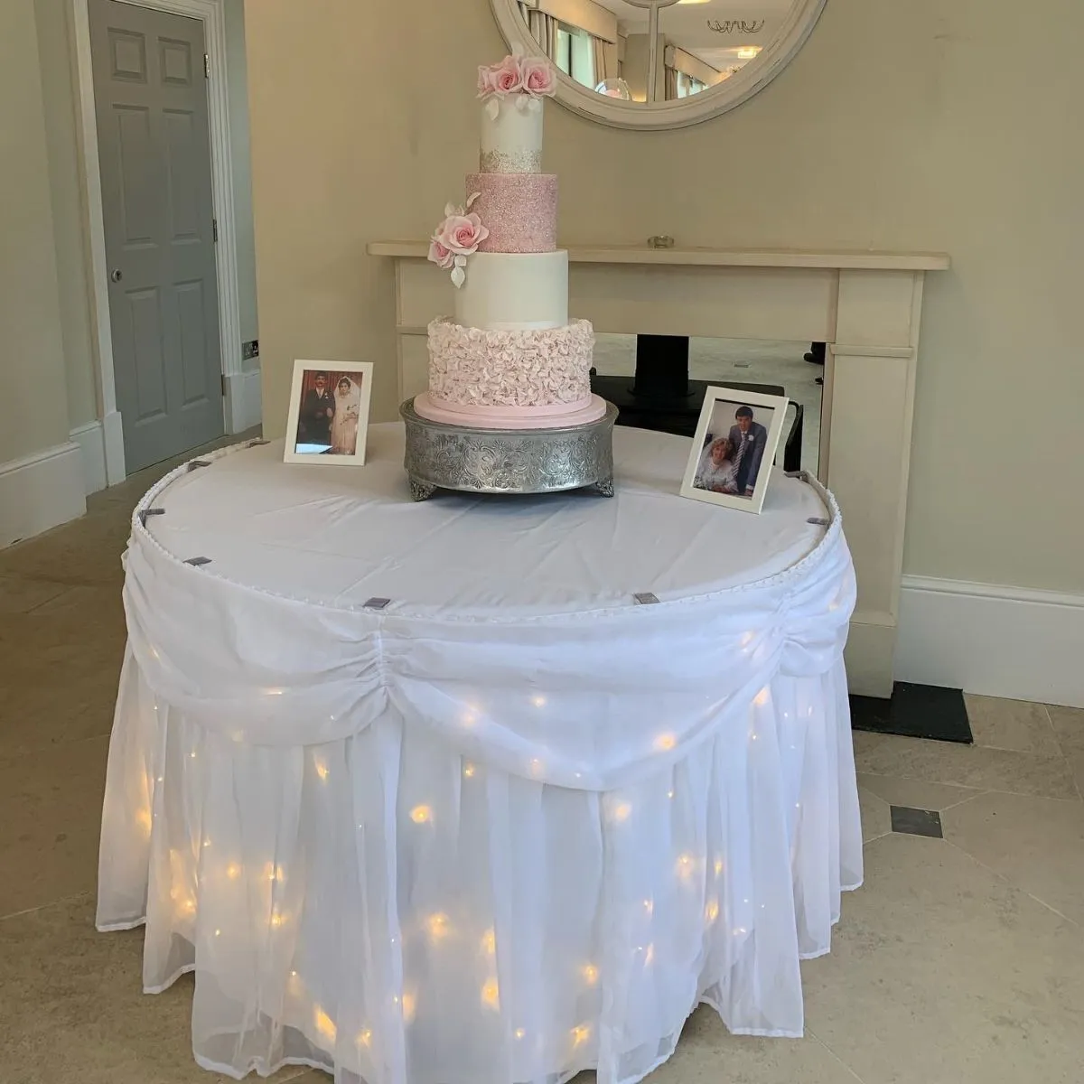 White Starlight Cake Table Skirt