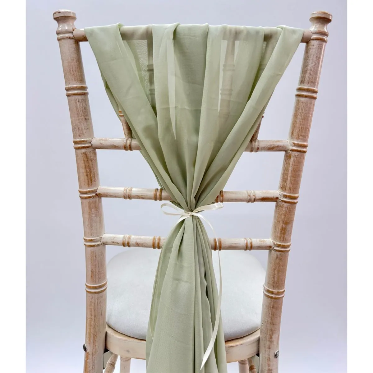 Frosty Light Sage Vertical Chair Drape Hire