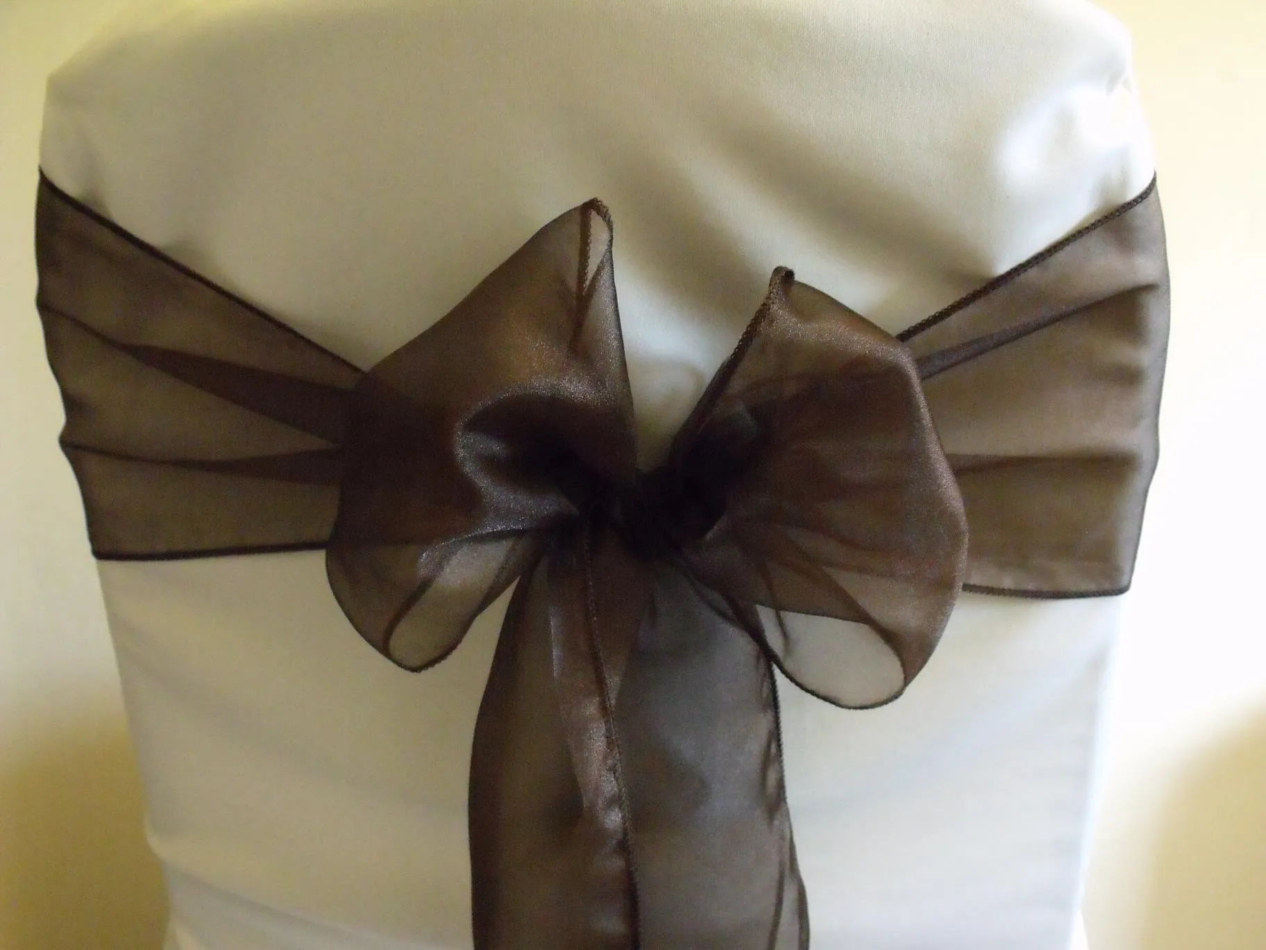 Chocolate Brown Organza Chair Sash Hire