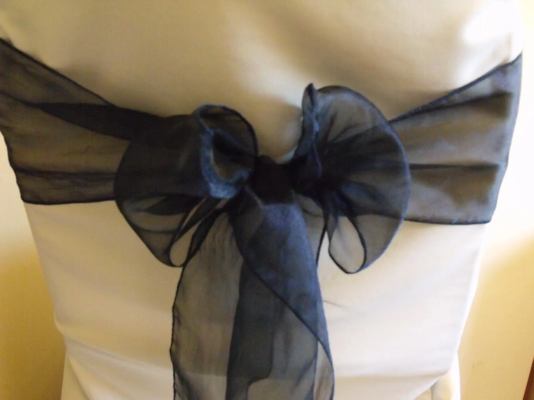 Navy Blue Organza Chair Sash Hire