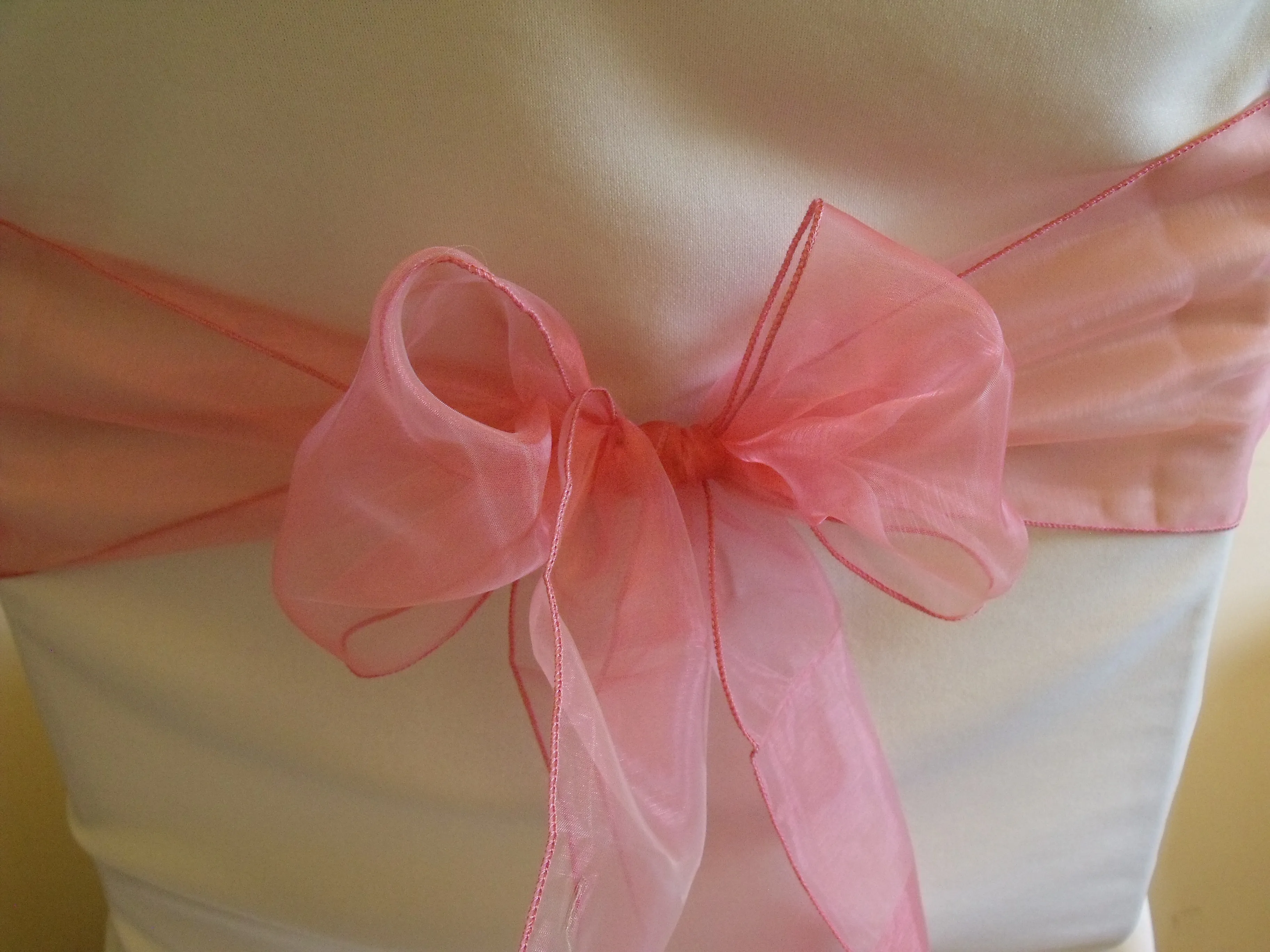 Coral Organza Chair Sash Hire