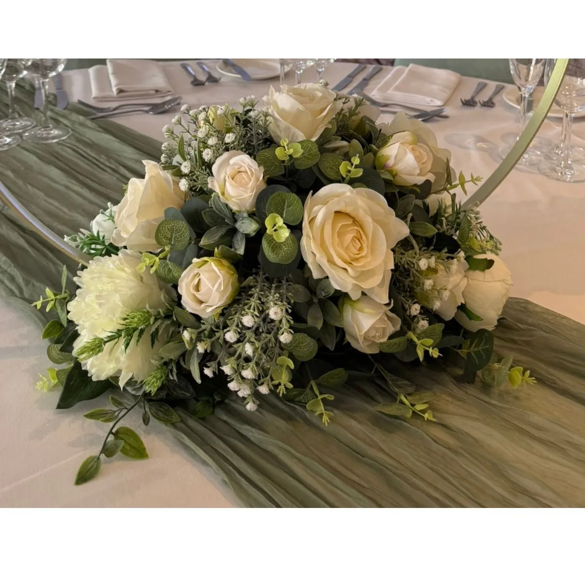 Sage Green Linen Table Runner Hire