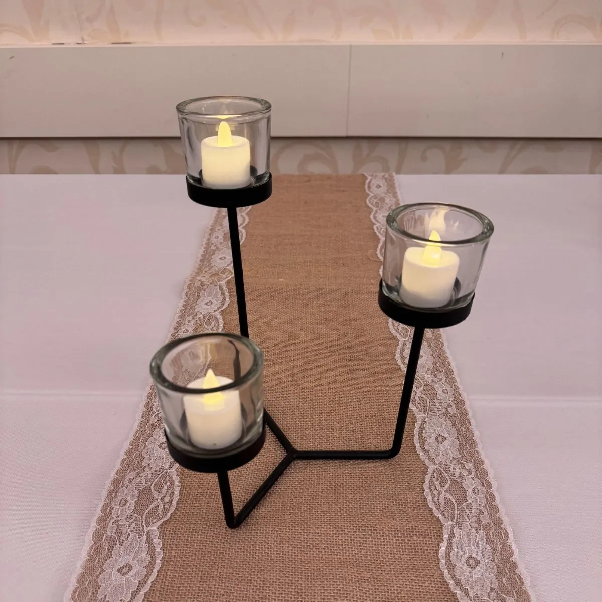Black Metal Iron 3 Tealight holder