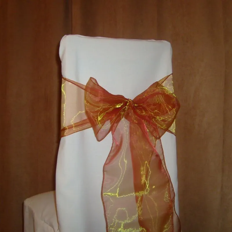 Burnt Orange Organza Chair Sash Hire