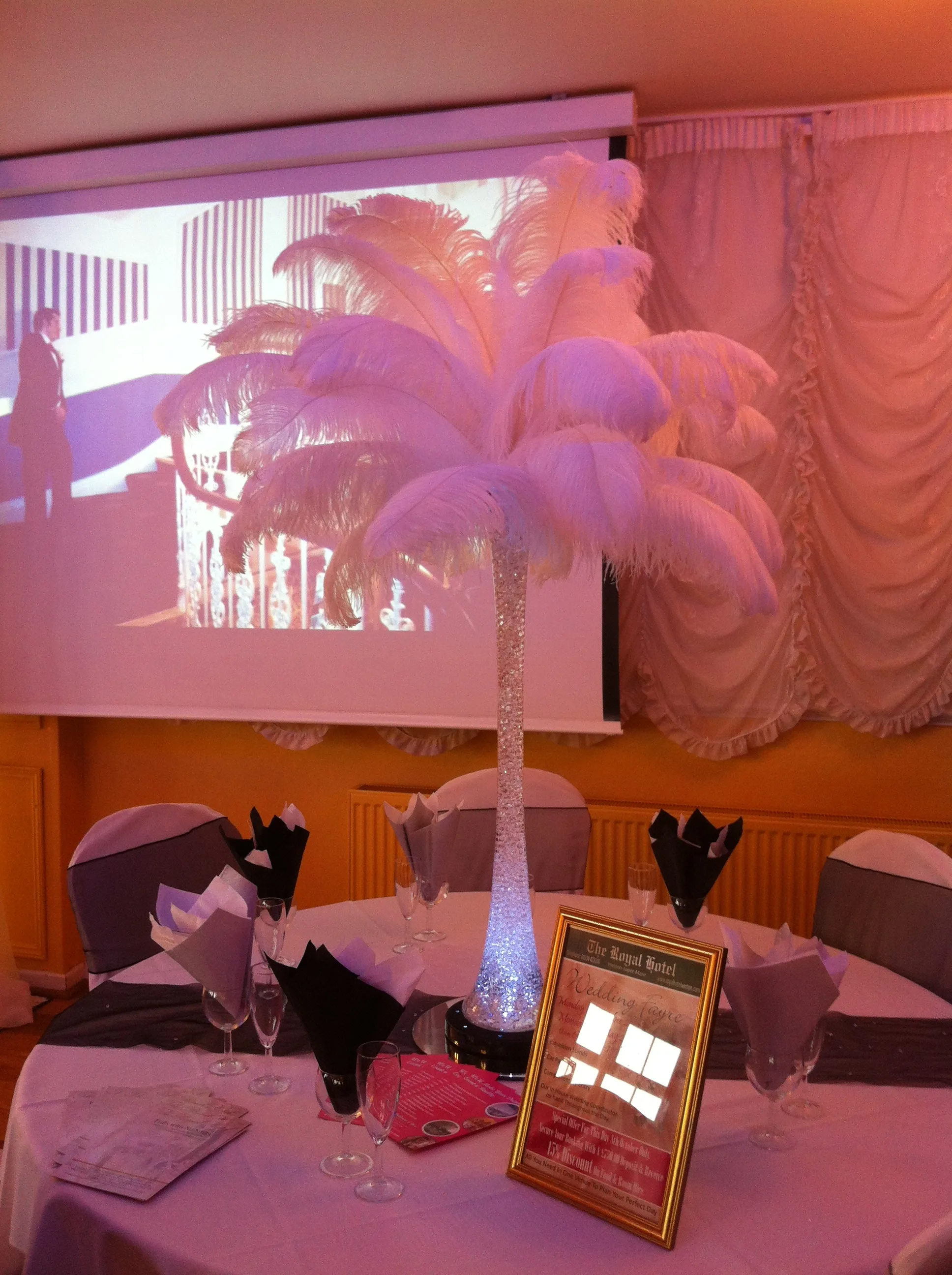White Ostrich Feather Centrepieces Hire