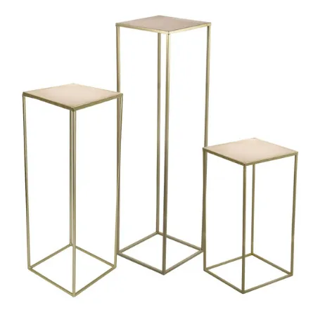 70cm Gold Rectangle Square Metal Stand - Hire