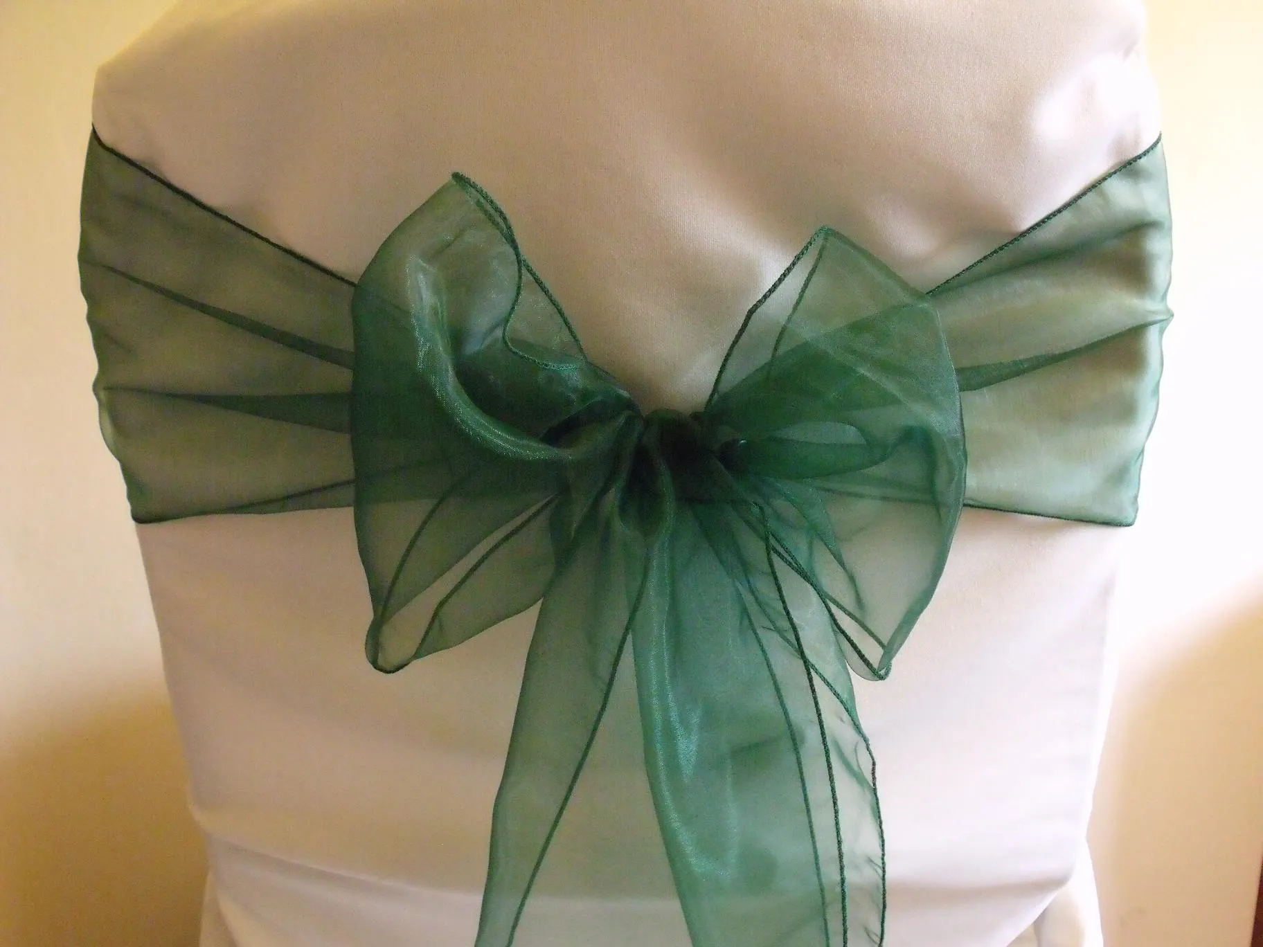 Hunter Green Organza Chair Sash Hire