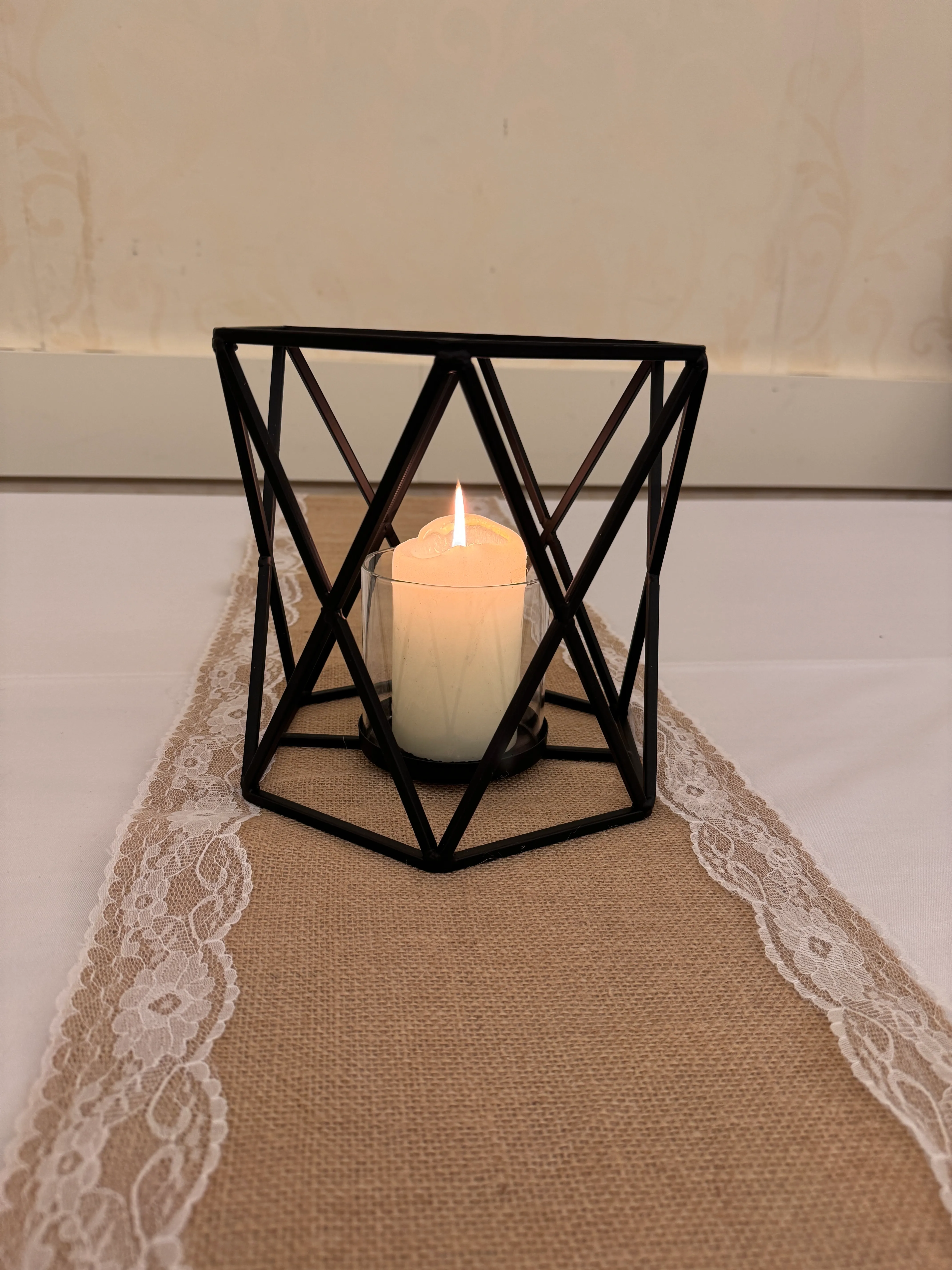 Black Geometric Candle Holder